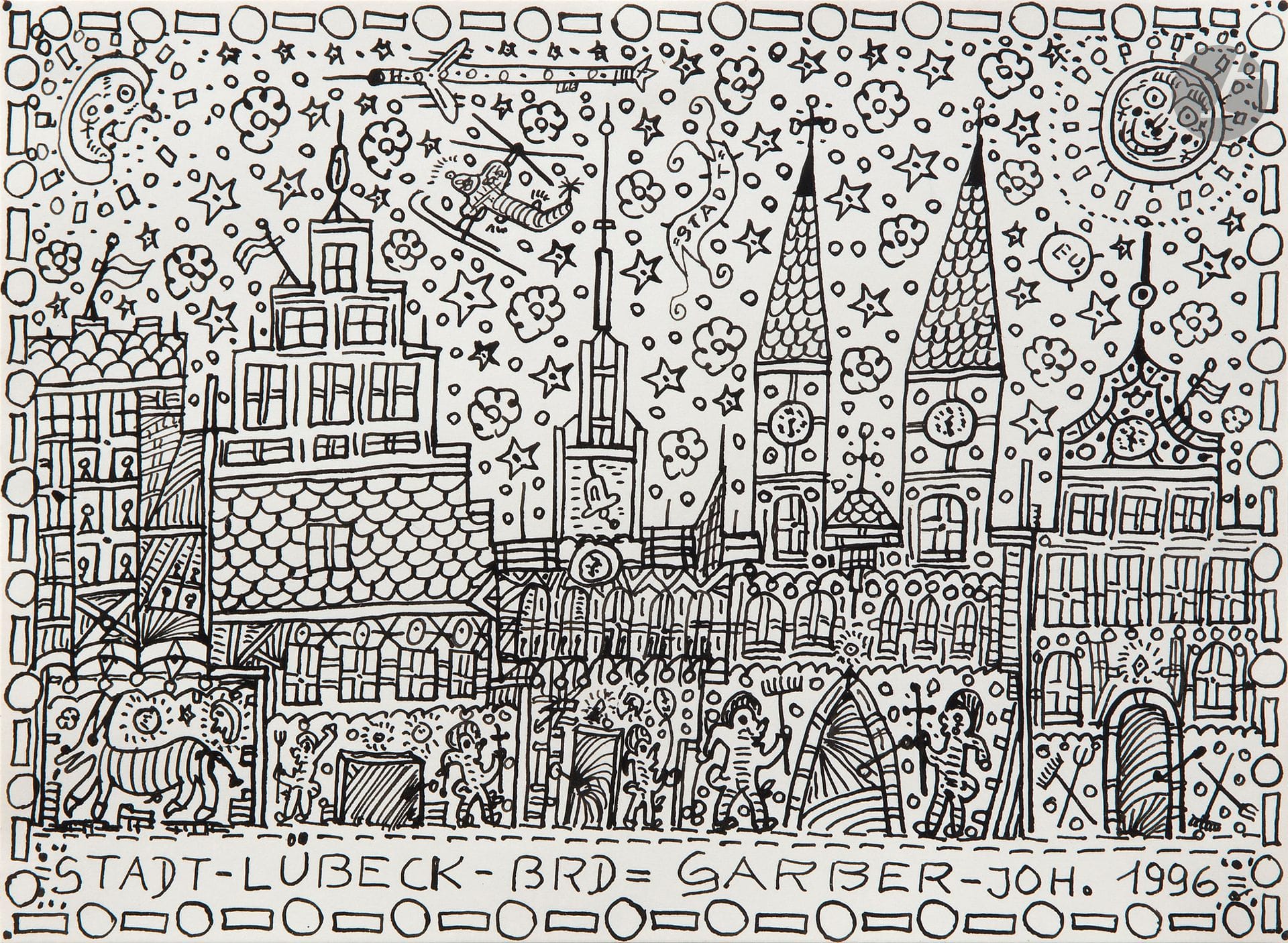 Johann GARBER (né en 1947)
Ville de Lübeck, 1996
Encre de Chine sur papier fort.
Signée, datée et titrée en pied.
14.5 x 20.5 cm

Provenance : 
- Collection du Docteur Léo Navratil.
- Collection Jean-Jacques Plaisance, Galerie Les Yeux Fertiles, Paris.