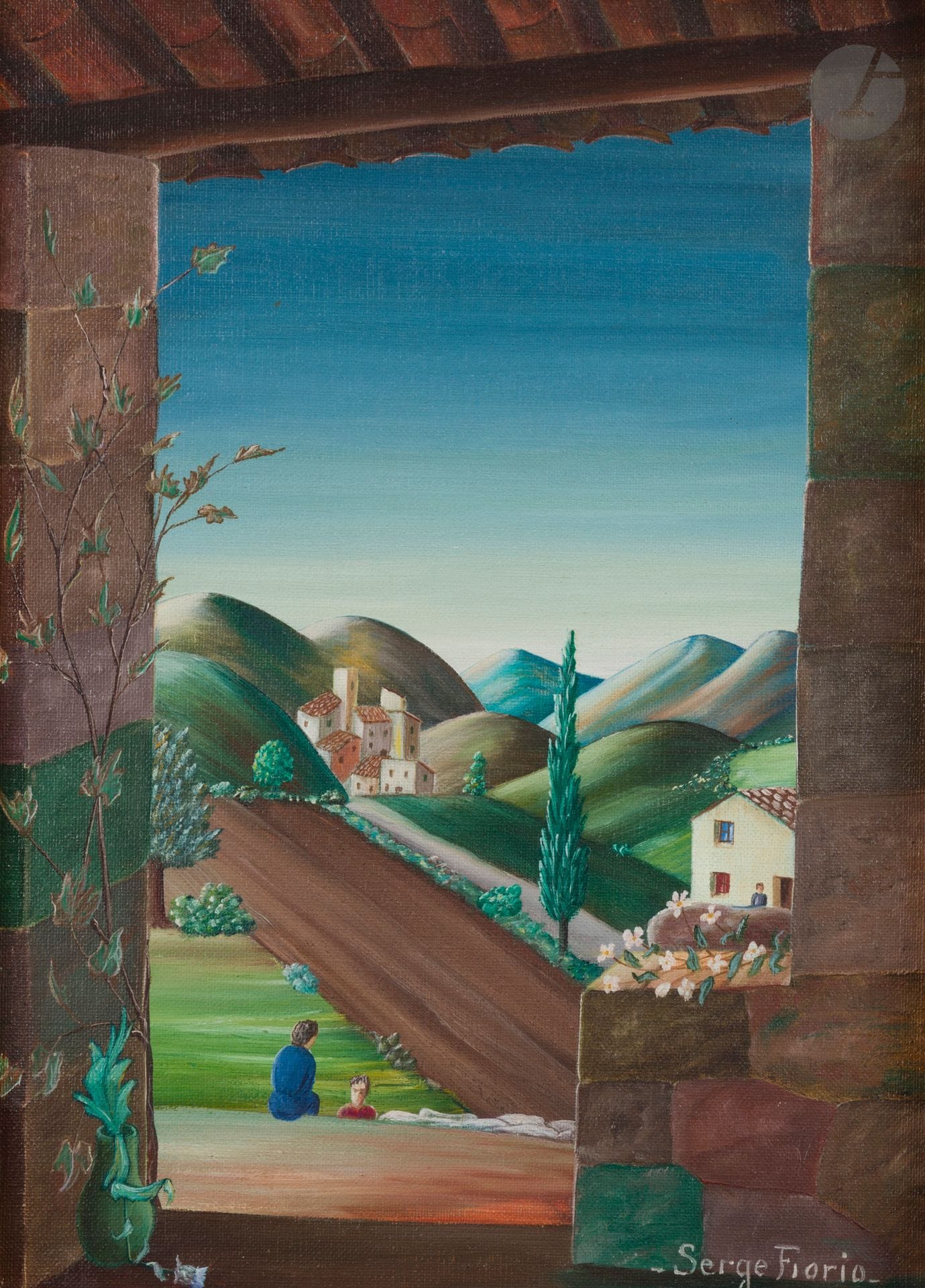 Serge FIORIO (1911-2011)
À Montjustin sur Luberon, 1979
Huile sur toile.
Signée en bas à droite. 
Située et datée sur le châssis.
33 x 24 cm
