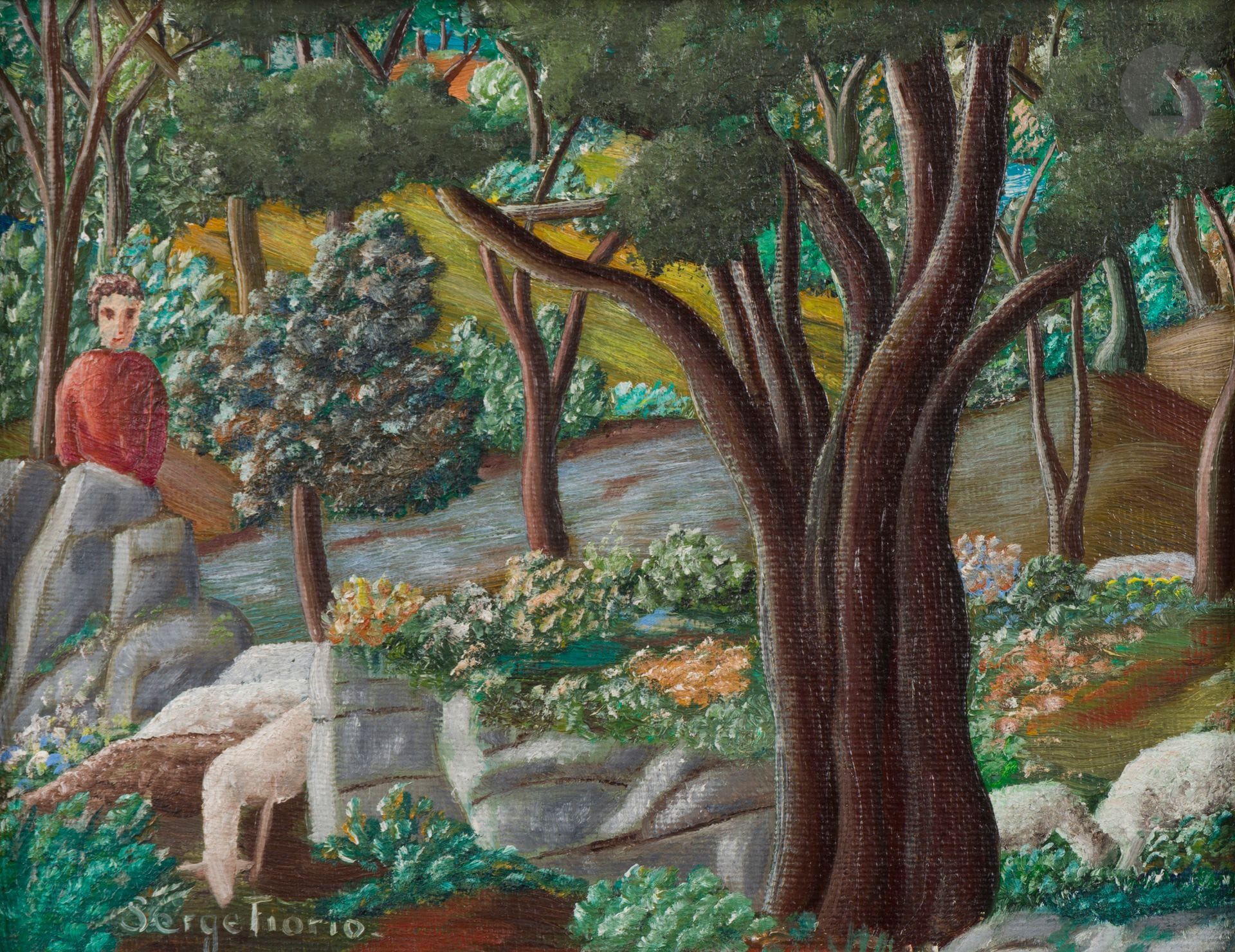 Serge FIORIO (1911-2011)
Le Vernet
Huile sur toile.
Signée en bas à droite. 
Située sur le châssis.
19 x 24 cm