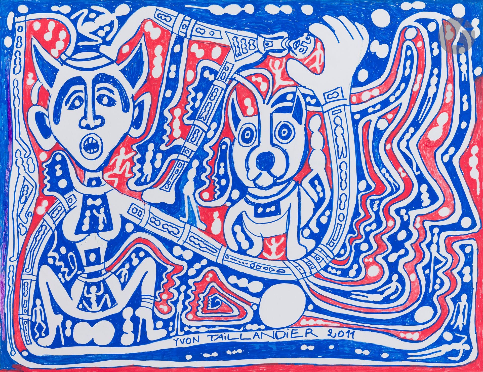 Yvon TAILLANDIER (1926-2018)
Personnage féminin et son chien, 2011
Technique mixte sur papier.
Signée et datée en pied.
50 x 65 cm

Nous remercions l'association Les Amis d'Yvon Taillandier de nous avoir confirmé l'authenticité de cette œuvre.