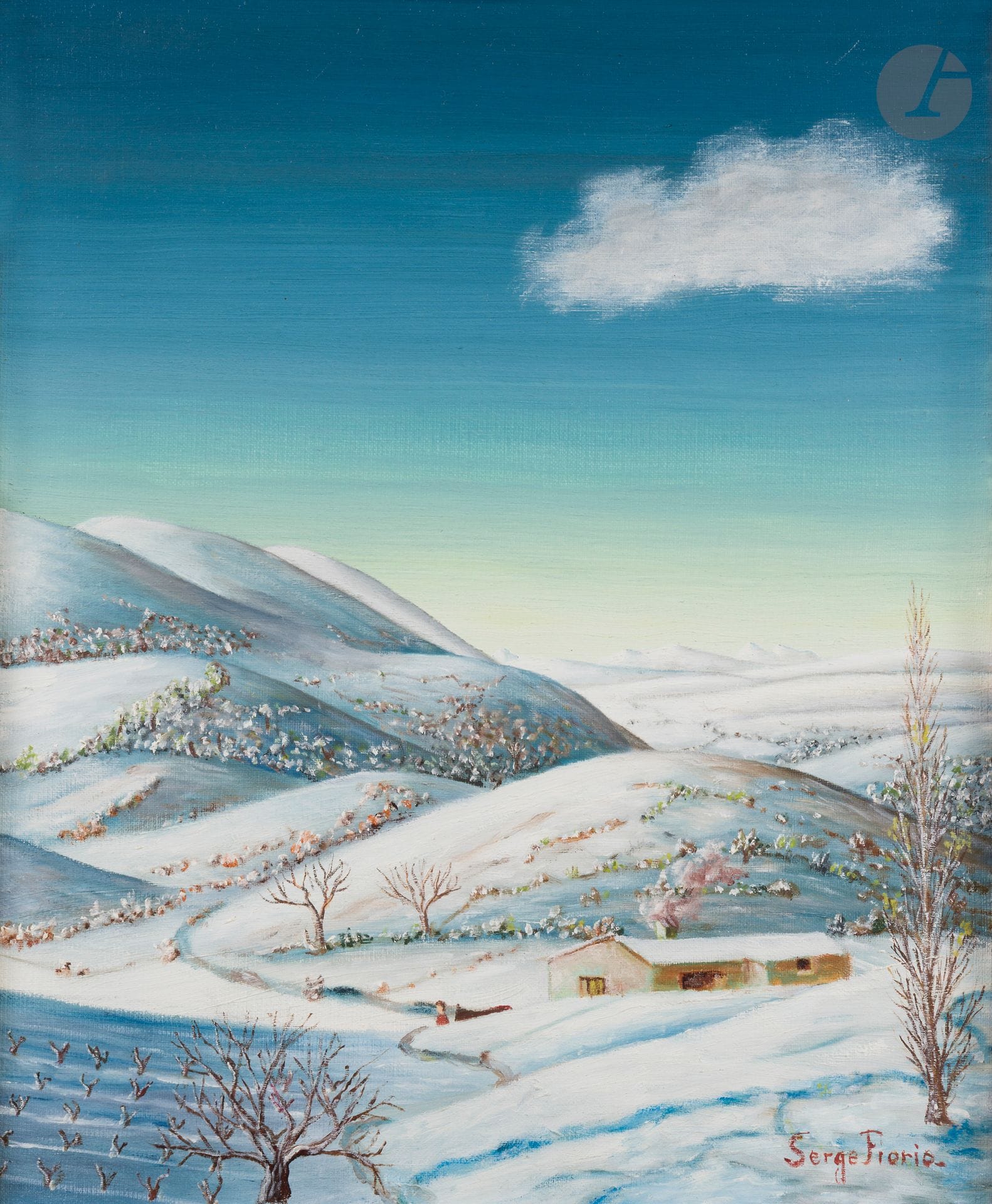 Serge FIORIO (1911-2011)
Paysage enneigé
Huile sur toile.
Signée en bas à droite. 
46 x 38 cm