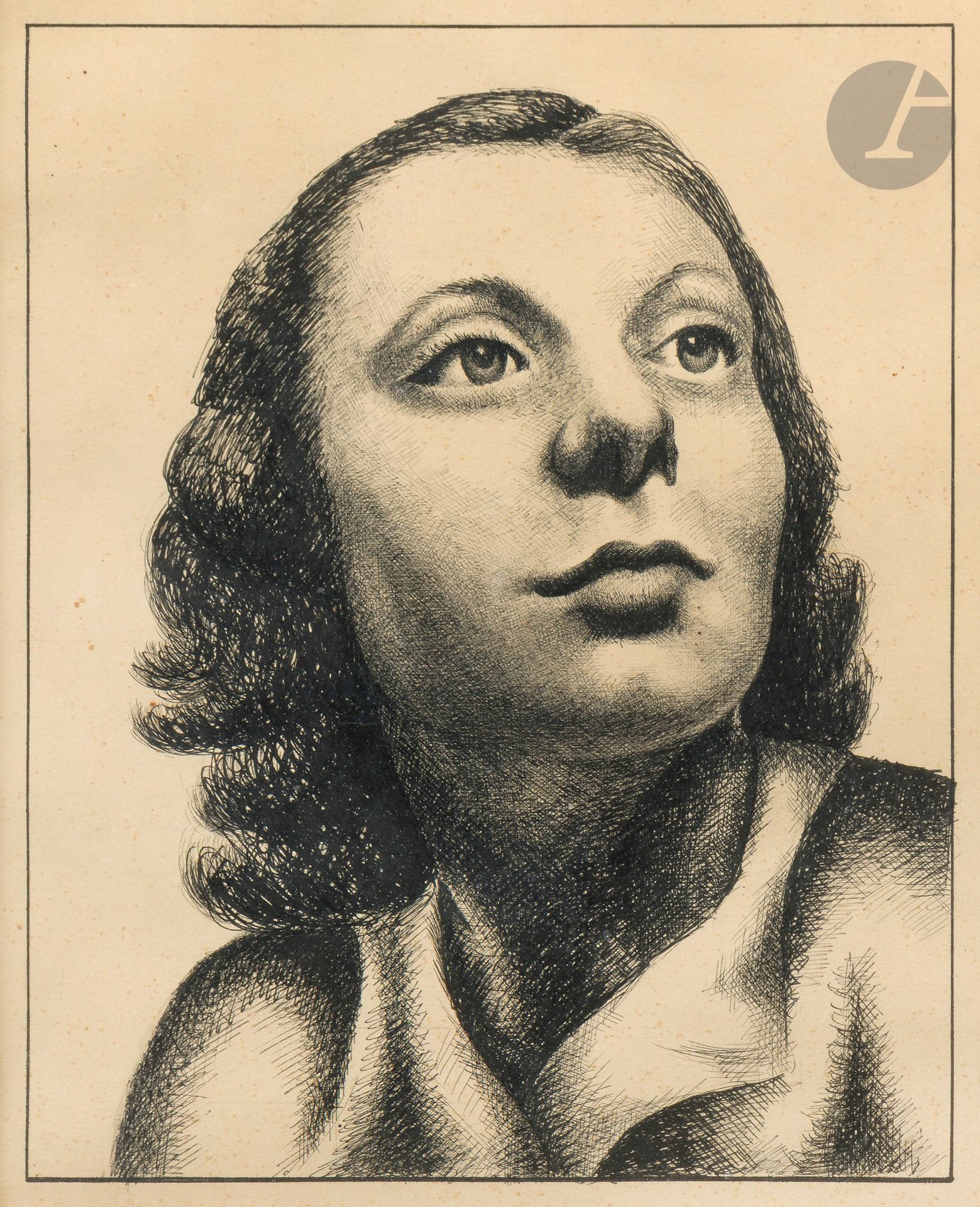 Georges BAUQUIER (1910-1997)
Portrait de jeune fille, 1950
Encre sur papier.
Non signée.
(Rousseurs).
32,5 x 26,5 cm