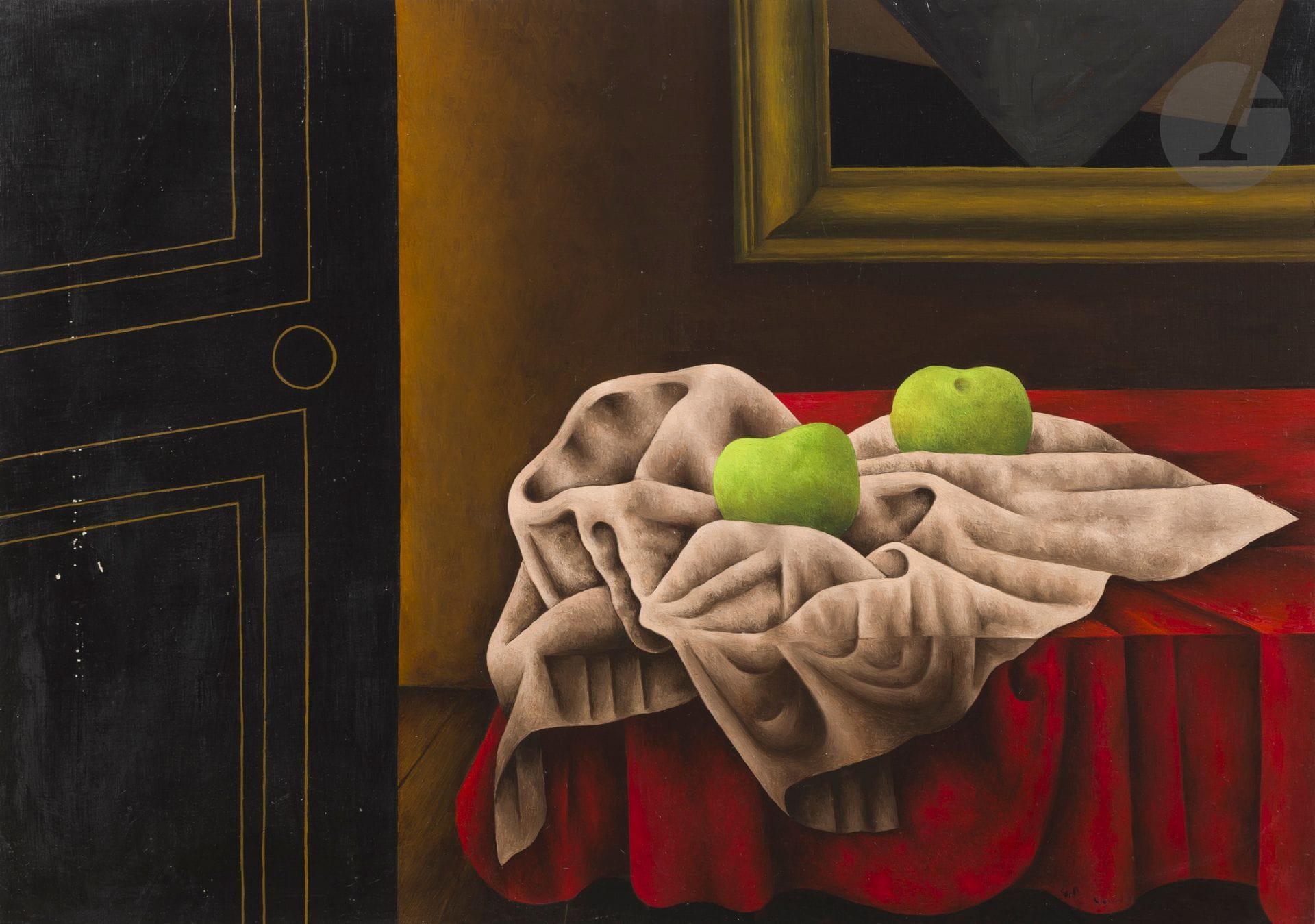 Georges BAUQUIER (1910-1997)
Two apples N° 4
Oil on canvas.
Signed on the back.
(Minor damage).
65 x 92 cm