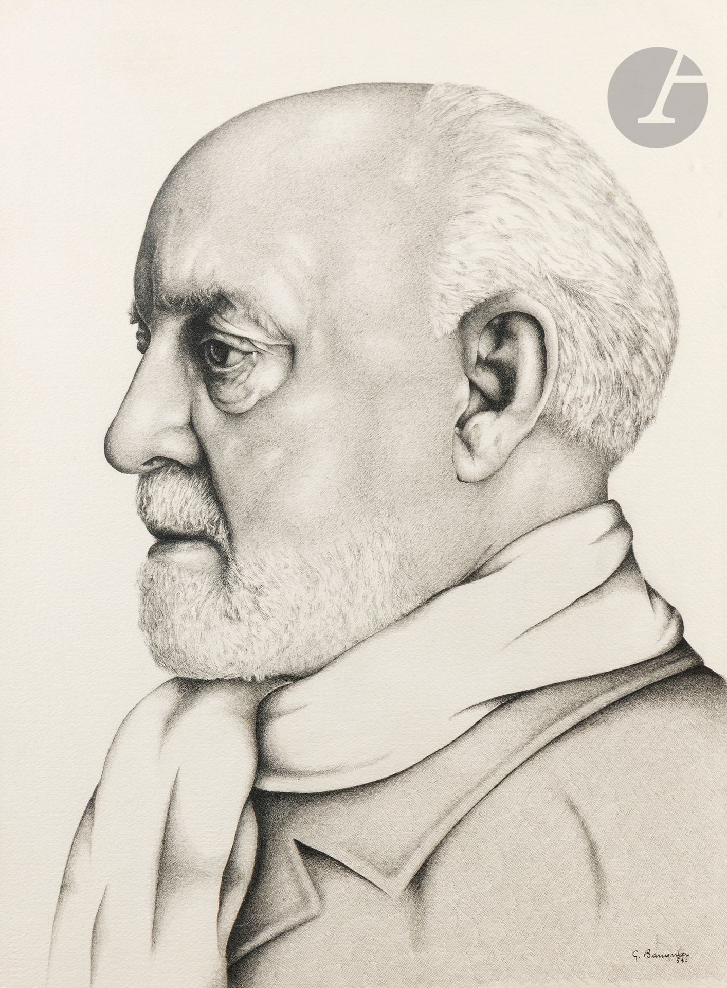Georges BAUQUIER (1910-1997)
Portrait d’Henri Matisse, 1953
Encre sur papier.
Signée et datée en bas à droite.
70 x 51,5 cm