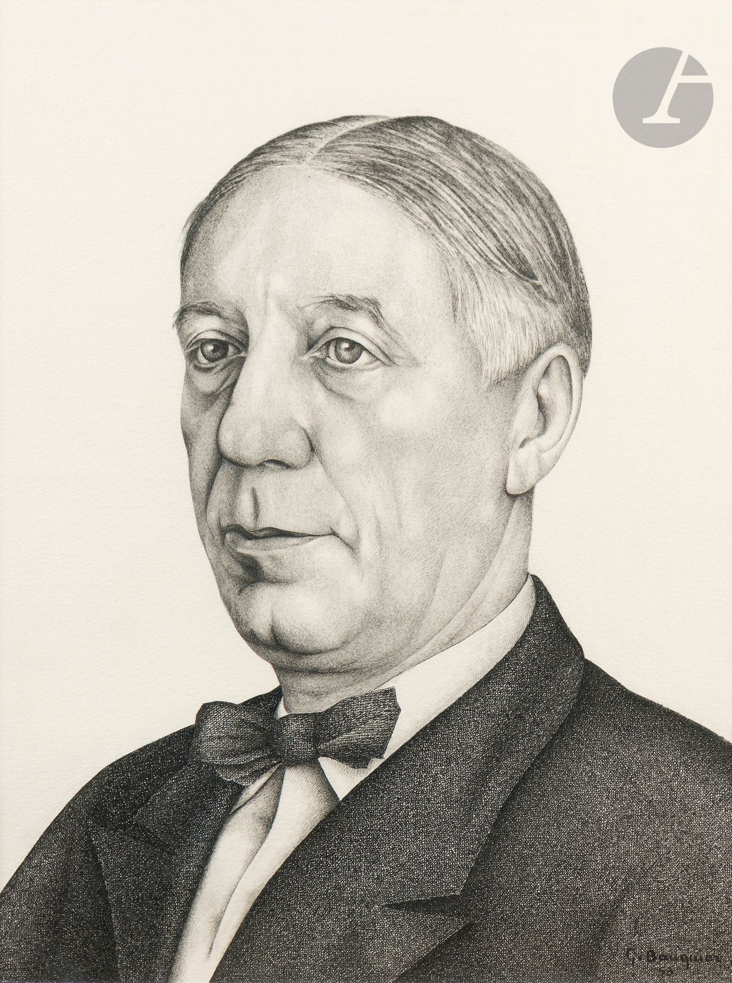 Georges BAUQUIER (1910-1997)
Portrait de Maurice Garçon, 1953
Encre sur papier.
Signée et datée en bas à droite.
61 x 46 cm