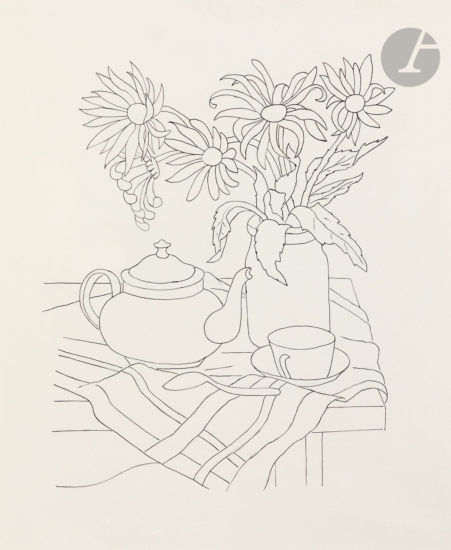 Georges BAUQUIER (1910-1997)
The Teapot, 1951
Ink on paper.
Unsigned.
47.5 x 37.5 cm