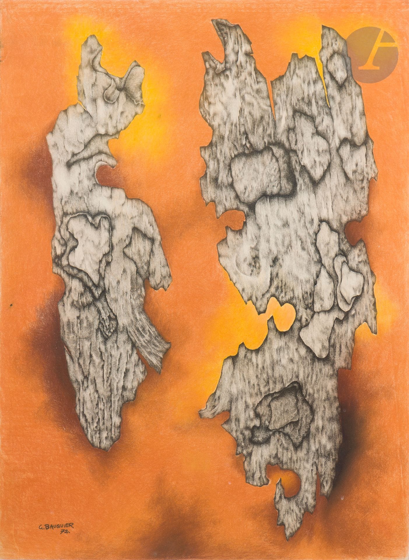 Georges BAUQUIER (1910-1997)
Écorces, 1972
Encre et crayon gras sur papier.
Signée et datée en bas à gauche.
75 x 55 cm