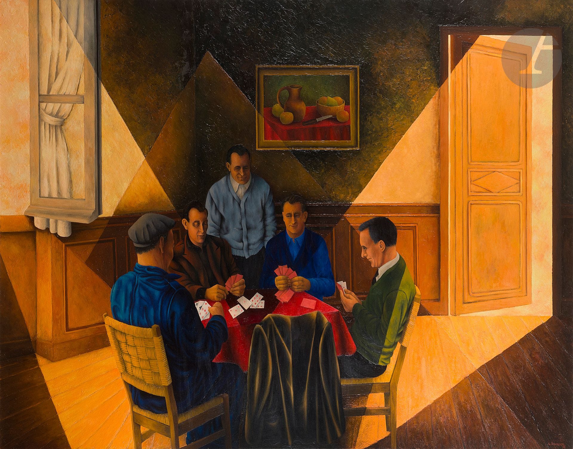Georges BAUQUIER (1910-1997)
The Card Game, 1972
Oil on canvas.
Signed and dated lower right.
170 x 245 cm