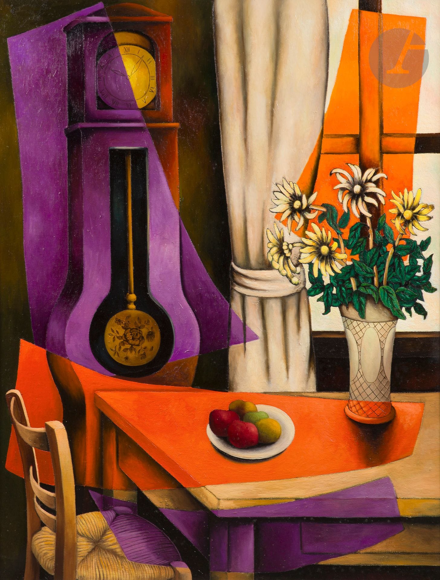 Georges BAUQUIER (1910-1997)
L’Horloge 2e état, 1959
Huile sur toile.
Signée, datée et titrée au dos.
146 x 116 cm