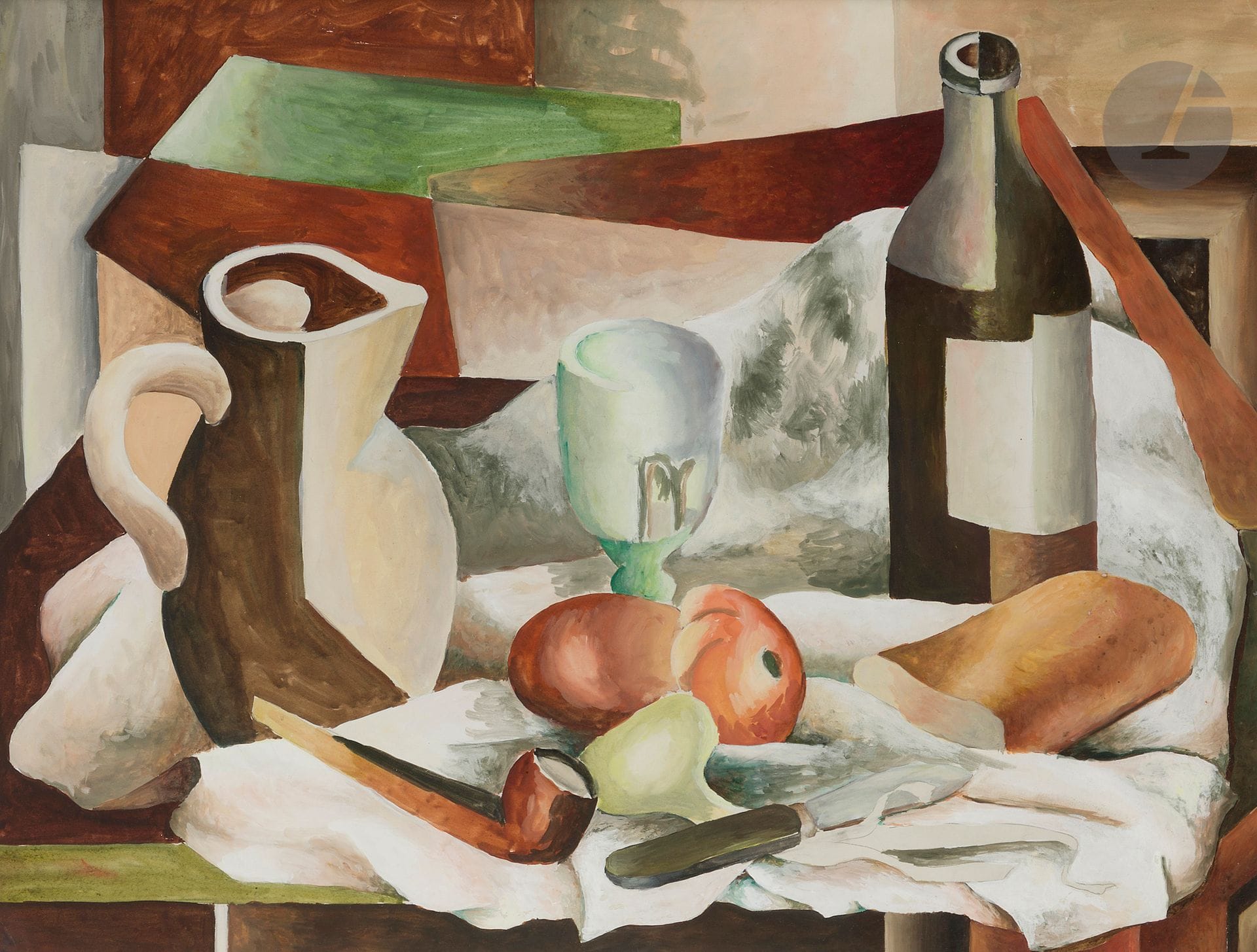 Georges BAUQUIER (1910-1997)
Nature morte cubiste
Gouache sur papier.
Non signée.
48 x 63 cm