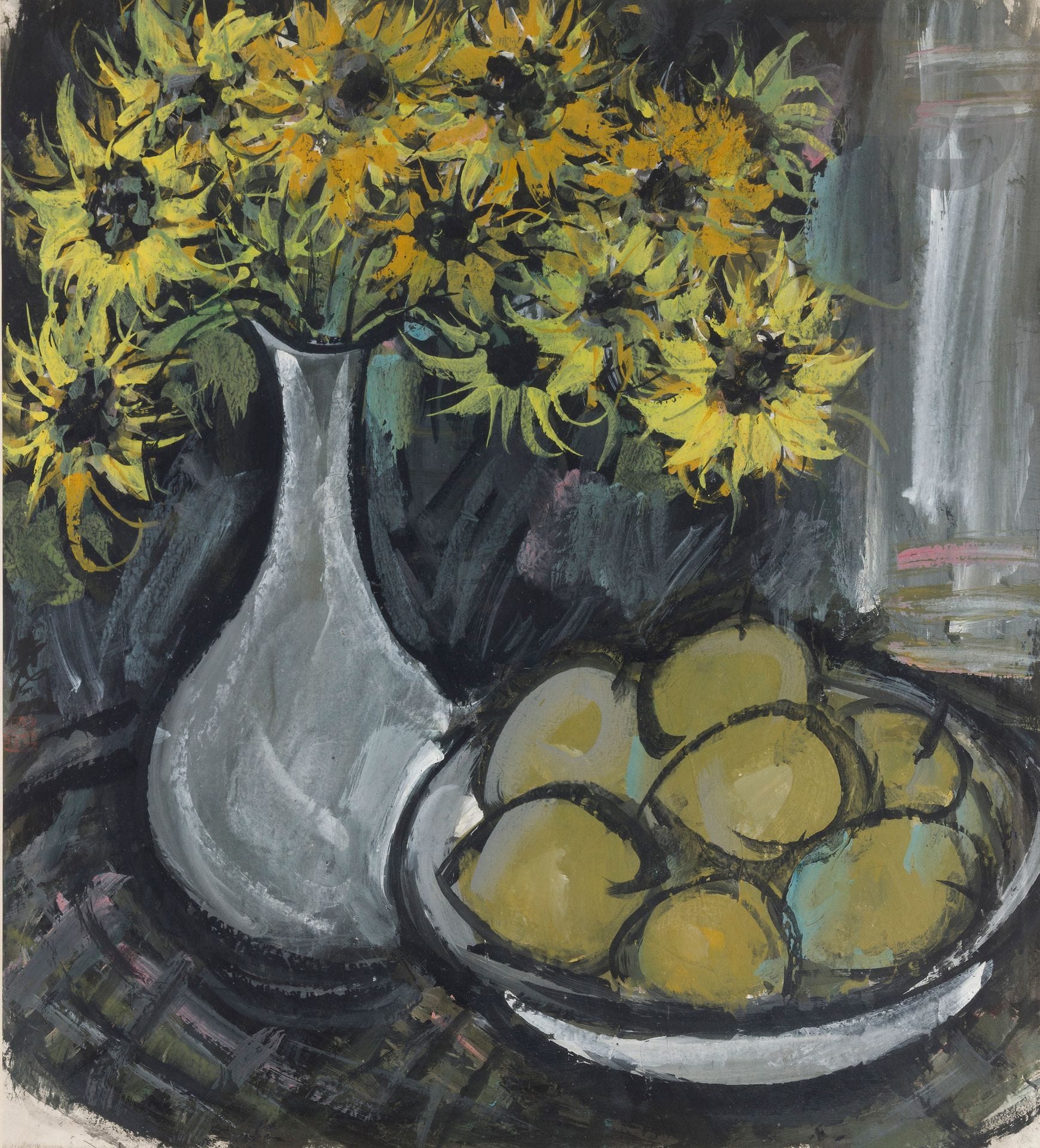 LIN Fengmian (Lin Fongmin) (1900-1991) 
Fleurs et pêches
Encre, gouache sur papier xuan.
Signée à gauche avec un cachet de l’artiste.
66 x 68 cm
Encadré sous verre.

Provenance : 
Acquise directement auprès de l’artiste en Chine dans les années 1950 et conservée depuis dans la même famille.

Lin Fengmian (1900-1991), figure majeure de l’art chinois du XXe siècle, a marqué l’histoire en mariant modernité européenne et tradition chinoise. Issu d’un milieu modeste, la chance lui permet de venir en France où il se forme à l’École Nationale des Beaux-Arts après un passage à l’école des beaux-arts de Dijon. De retour en Chine, il devient un réformateur de l’enseignement artistique et fonde l’Académie nationale des arts à Hangzhou. Son parcours est cependant bouleversé par la guerre et la Révolution culturelle, durant laquelle il est emprisonné et contraint de détruire ses œuvres. Réfugié à Hong Kong en 1977, il poursuit sa création jusqu’à sa mort en 1991, laissant un héritage durable qui a profondément influencé l’art chinois moderne.