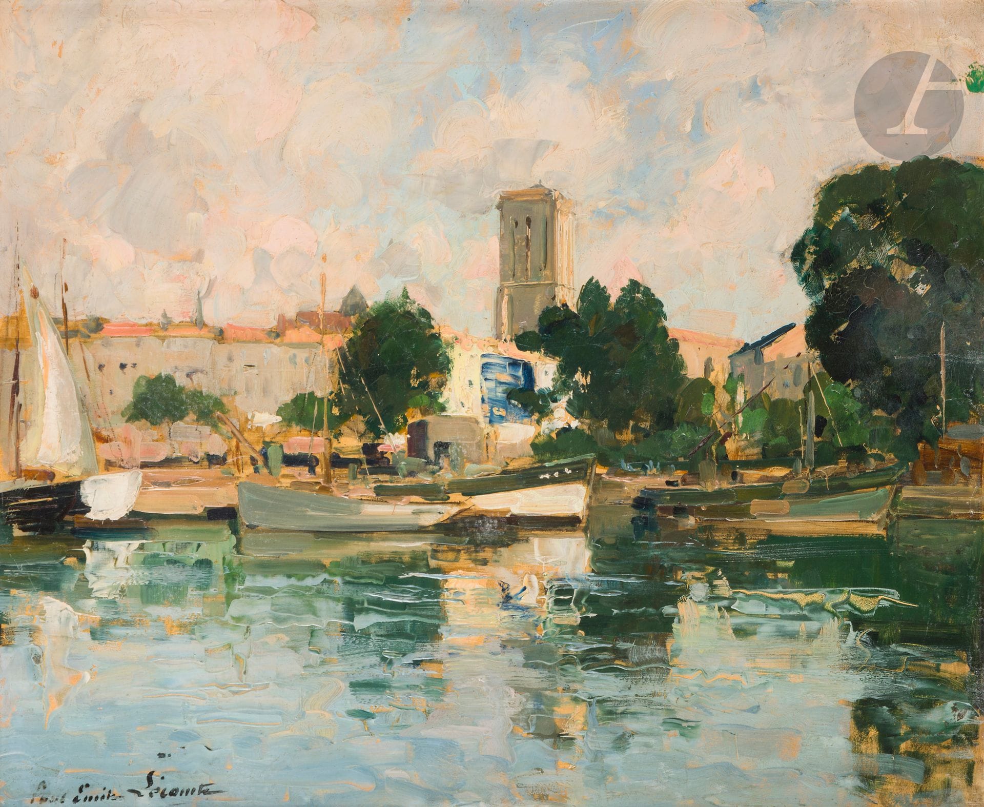 *Paul-Émile LECOMTE (1877-1950)
La Rochelle, the Basin
Oil on panel.
Signed lower left.
38 x 46 cm