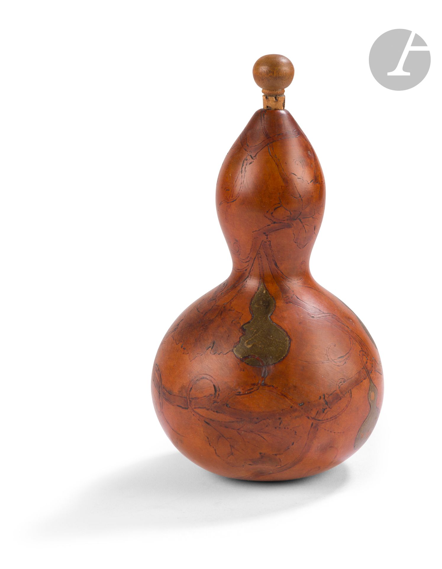 Henri-Charles GUÉRARD (1846-1897)
Coloquintes
Gravure, encre et gouache sur bois.
Monogrammée sous la base.
Hauteur : 16 cm