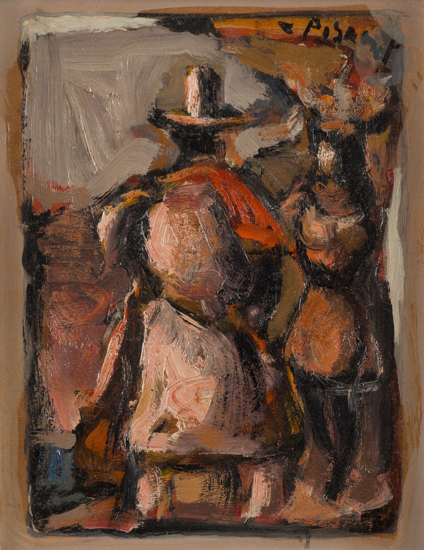 Eduardo PISANO (1912-1986)
Couple aux chapeaux
Huile sur carton.
Signée en haut à droite.
22 x 16,5 cm