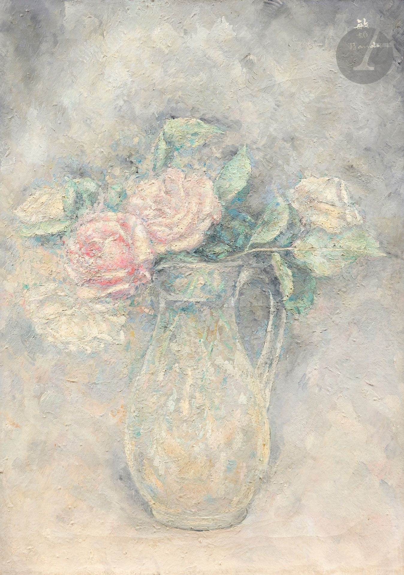 *Toshio BANDO (1895-1973)
Bouquet de roses dans un pichet
Huile sur toile.
Signée en haut à droite.
(Craquelures).
55 x 38 cm

Provenance : 
Collection Monsieur X., Japon.

Ce lot est présenté en importation temporaire.
