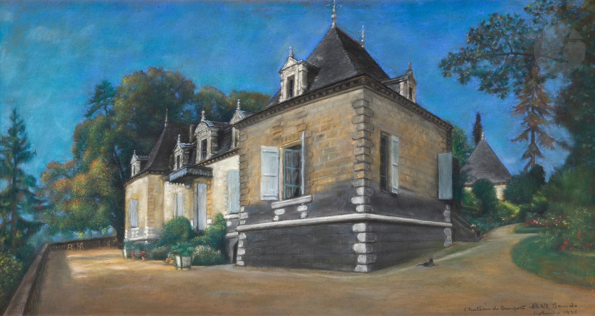 *Toshio BANDO (1895-1973)
Beaufort Castle, 1936
Pastel.
Signed, dated and located lower right.
33 x 64 cm

Provenance :
Monsieur X. Collection, Japan.

This lot is presented as a temporary import.