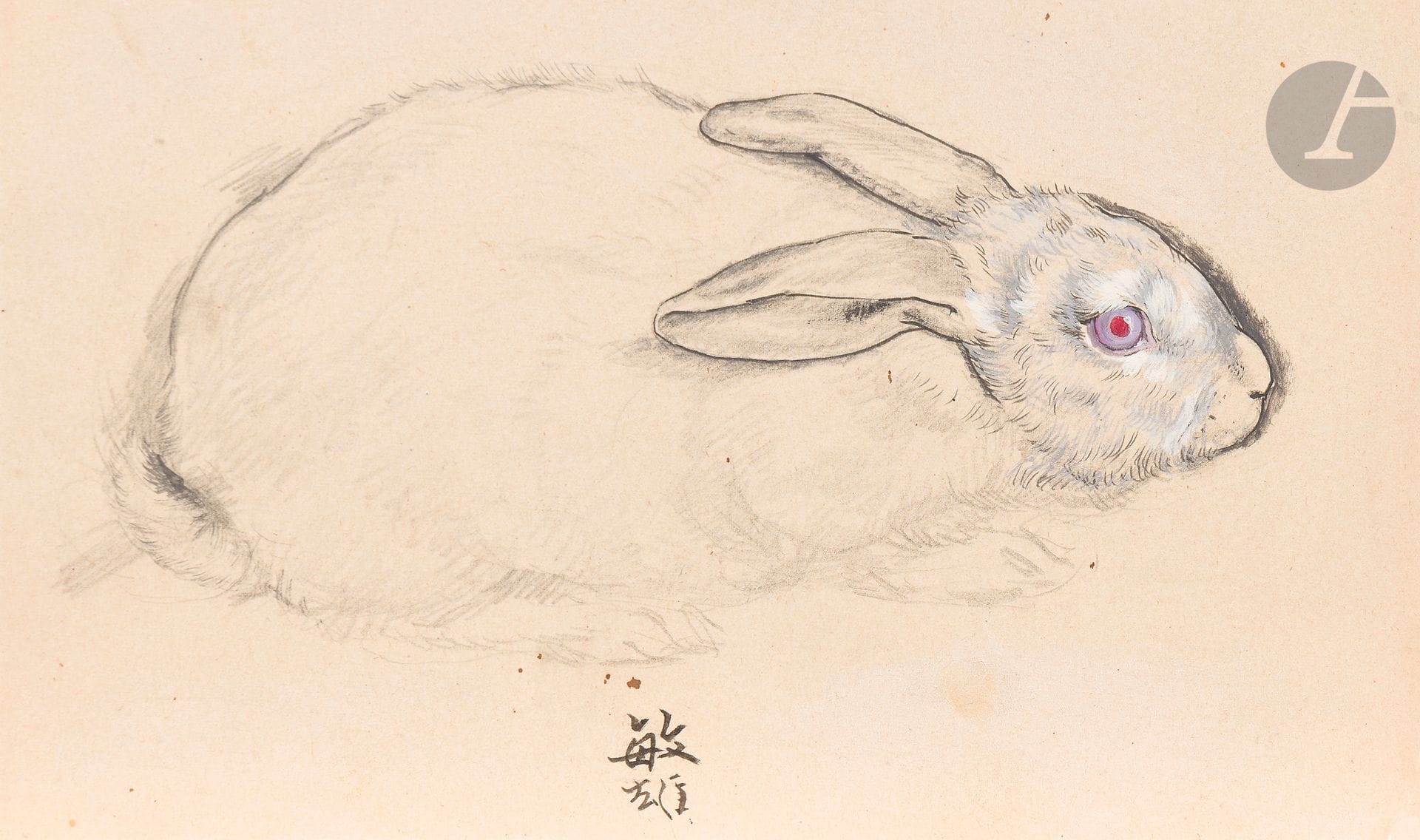 *Toshio BANDO (1895-1973)
Lapin albinos
Encre et gouache sur traits de crayon.
Signée en pied.
17 x 28 cm

Provenance : 
Collection Monsieur X., Japon.

Ce lot est présenté en importation temporaire.