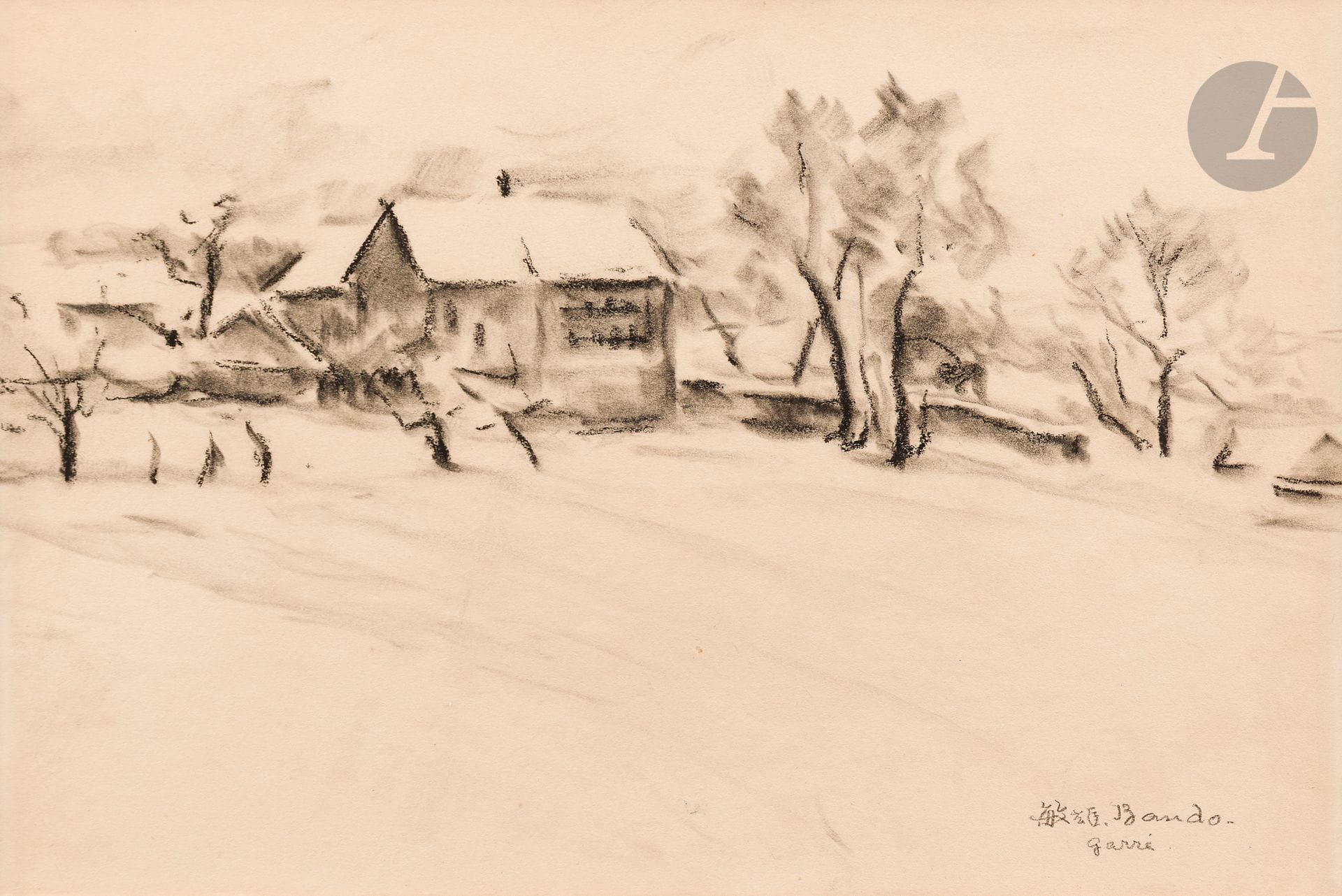 *Toshio BANDO (1895-1973)
Garré under the snow
Charcoal.
Signed and located lower right.
30 x 40 cm

Provenance :
Monsieur X. Collection, Japan.

This lot is presented as a temporary import.