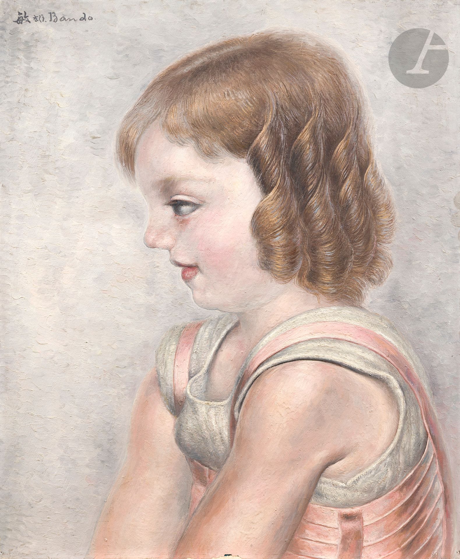 *Toshio BANDO (1895-1973)
Young girl in profile
Oil on canvas.
Signed upper left.
55 x 46 cm

Provenance :
Monsieur X. Collection, Japan.

This lot is presented as a temporary import.