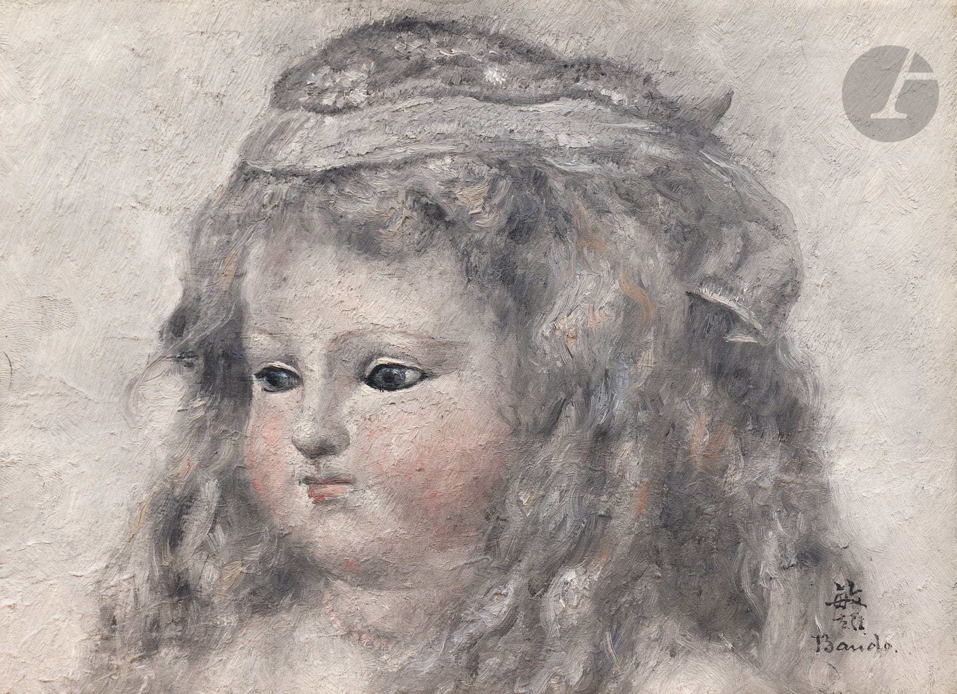 *Toshio BANDO (1895-1973)
Doll's head
Oil on canvas.
Signed lower right.
16.5 x 22 cm

Provenance : 
Monsieur X. Collection, Japan.

This lot is presented as a temporary import.
