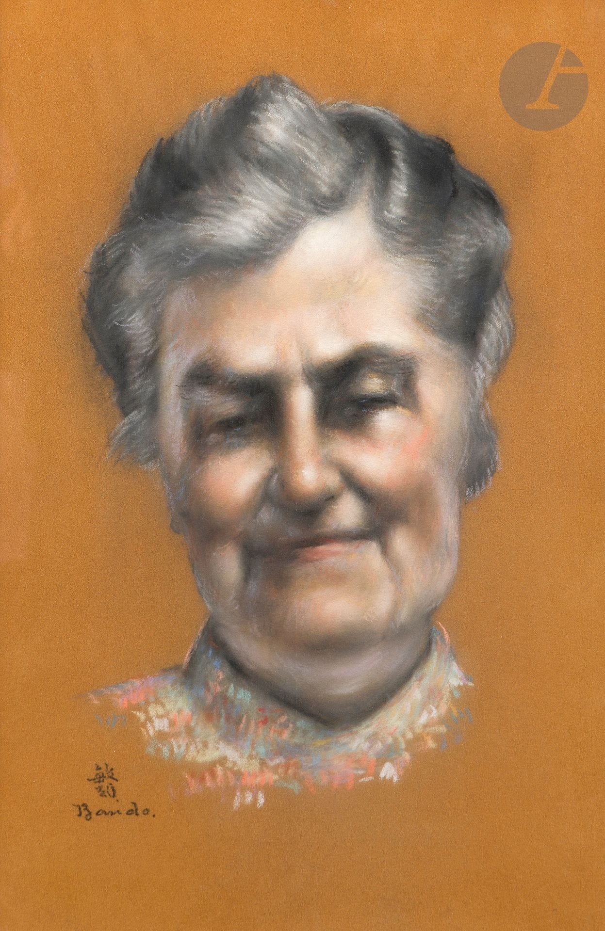 *Toshio BANDO (1895-1973)
Portrait de vieille dame
Pastel.
Signé en bas à gauche.
52 x 34 cm

Provenance :
Collection Monsieur X., Japon.

Ce lot est présenté en importation temporaire.