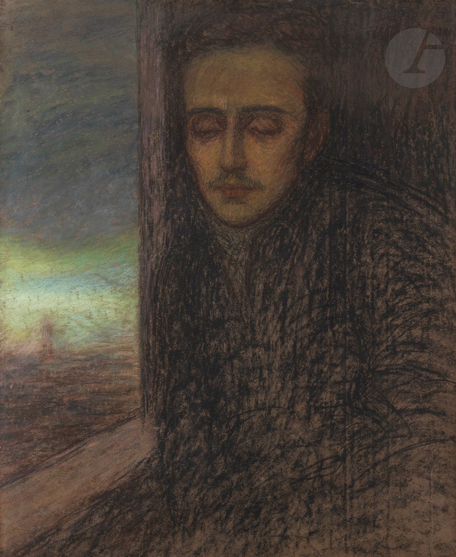 Wacław DYZMAŃSKI (1878-1939)
Portrait d’homme, 1905
Pastel.
Signé et daté en haut à droite.
63,5 x 53 cm
Cadre.

Provenance : 
Selon le propriétaire, l’œuvre proviendrait de la collection de Włodzimierz (Vladimir) Bugiel, dispersée au début des années 2000 par son fils, Jean Bugiel.
[sztuka polska, art polonais]
