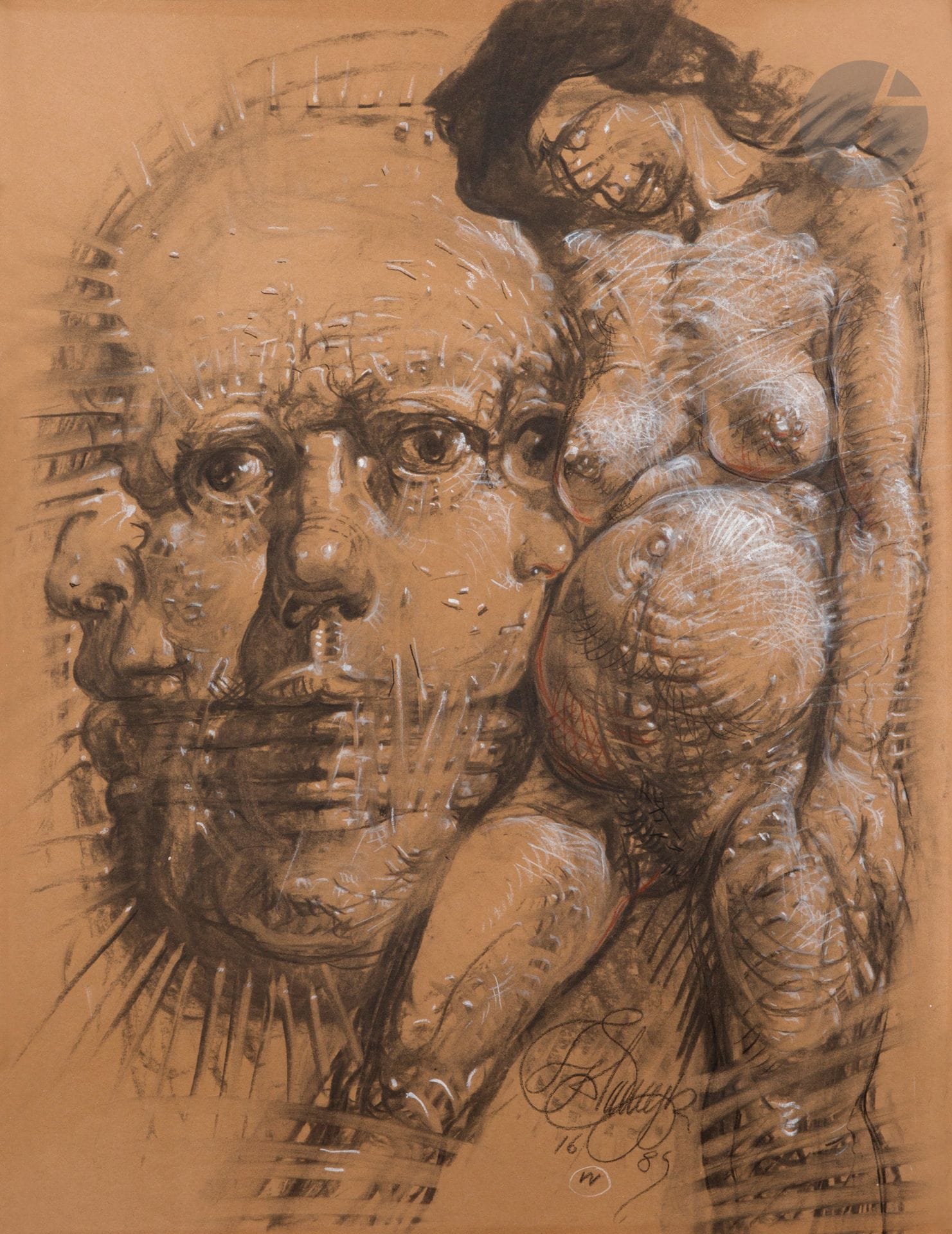 Franciszek STAROWIEYSKI (1930-2009)
Sans titre, 1989
Fusain et craie.
Signé, daté 1689 et situé W(arszawa).
60,5 x 47,5 cm
Cadre.

Bibliographie : 
Catalogue d’exposition Franciszek Starowieyski (1930-2009). Przyjaźnie paryskie 1683-1693. Kolekcja A. i N. Avila, Sopot 2014, p. 158.

Provenance : 
Collection Alin Avila.
[sztuka polska, art polonais]
