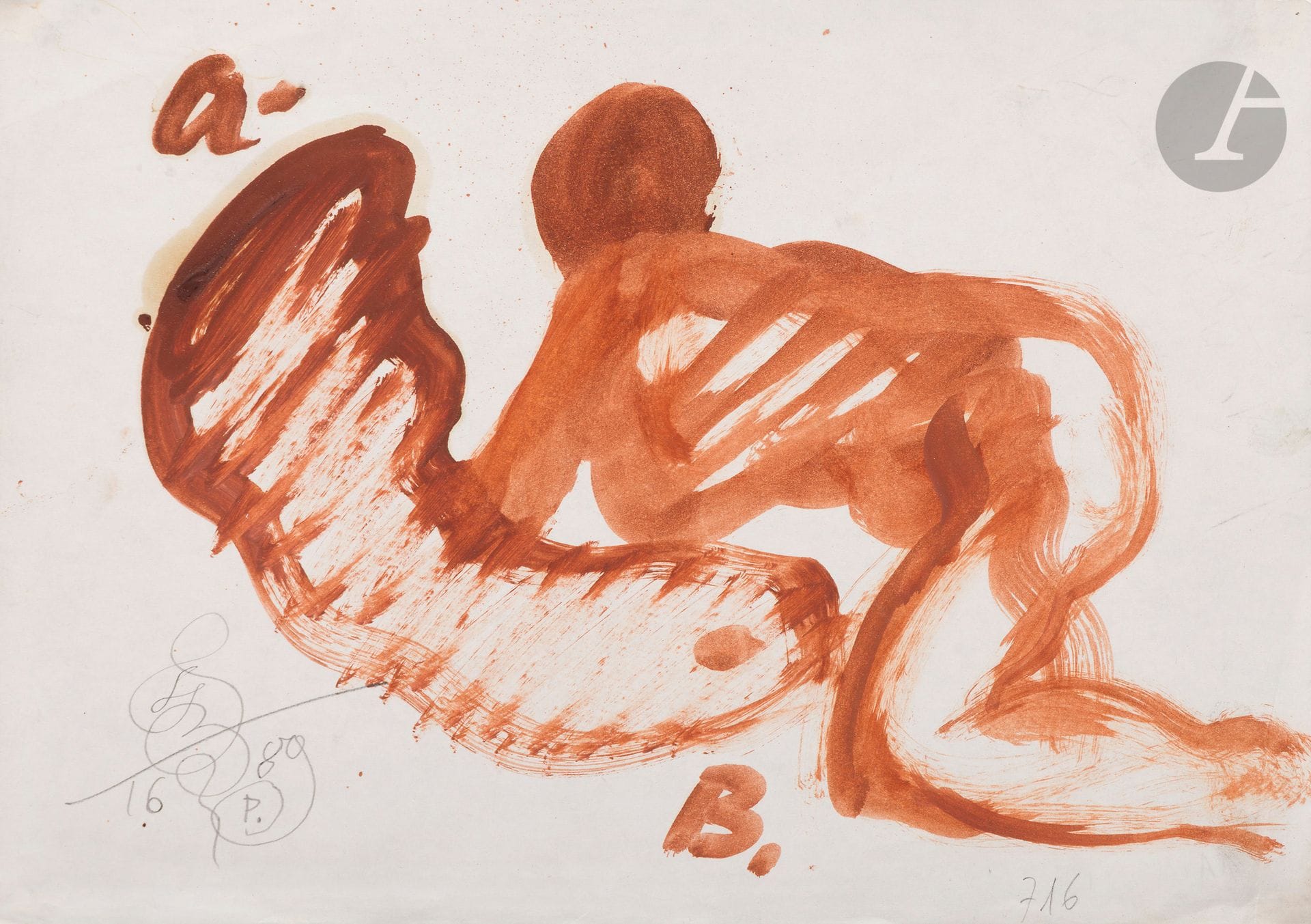 Franciszek STAROWIEYSKI (1930-2009)
Sans titre, 1989
Huile sur papier. 
Signée, datée 1689 et située P(aris) en bas à gauche.
(Pliures).
21 x 29,5 cm

Bibliographie :
Catalogue d’exposition Franciszek Starowieyski (1930-2009). Przyjaźnie paryskie 1683-1693. Kolekcja A. i N. Avila, Sopot 2014, p. 116.

Provenance : 
Collection Alin Avila.
[sztuka polska, art polonais]