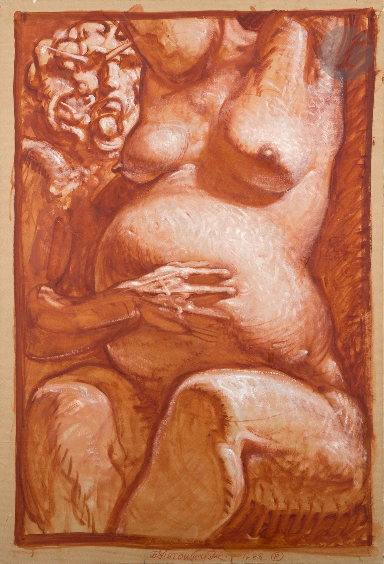 Franciszek STAROWIEYSKI (1930-2009)
Sans titre, 1988
Huile sur papier marouflé sur toile.
Signée, datée 1688 et située P(aris) en bas.
100 x 69 cm

Bibliographie : 
Catalogue d’exposition Franciszek Starowieyski (1930-2009). Przyjaźnie paryskie 1683-1693. Kolekcja A. i N. Avila, Sopot 2014, p. 40.

Provenance : 
Collection Alin Avila.
[sztuka polska, art polonais]