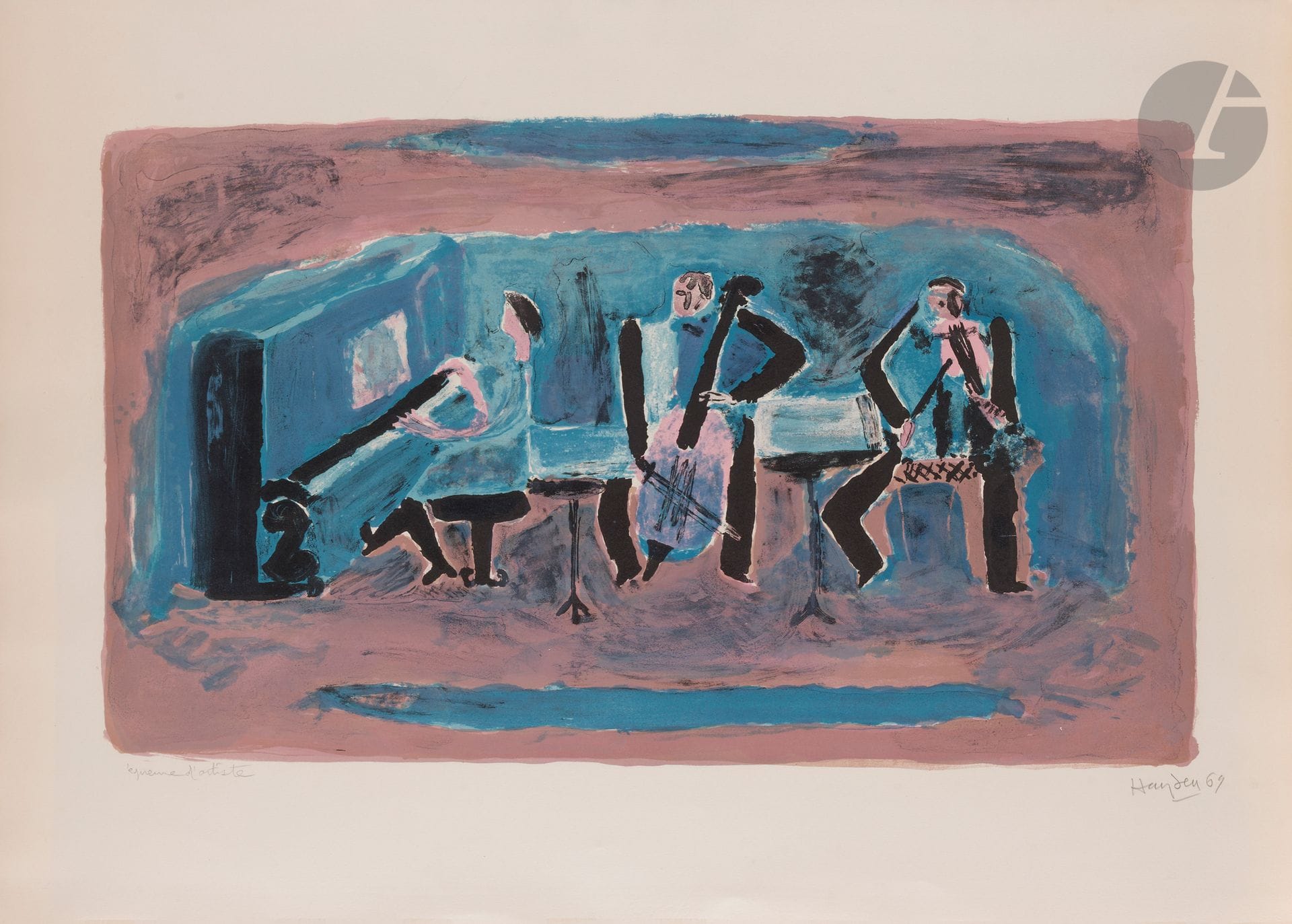 Henri HAYDEN (1883-1970)
The Blue Trio, 1969
Lithograph.
Signed, dated and annotated EA.
50.5 x 66 cm

Provenance : 
Pierre Célice Collection.
[sztuka polska, polish art]