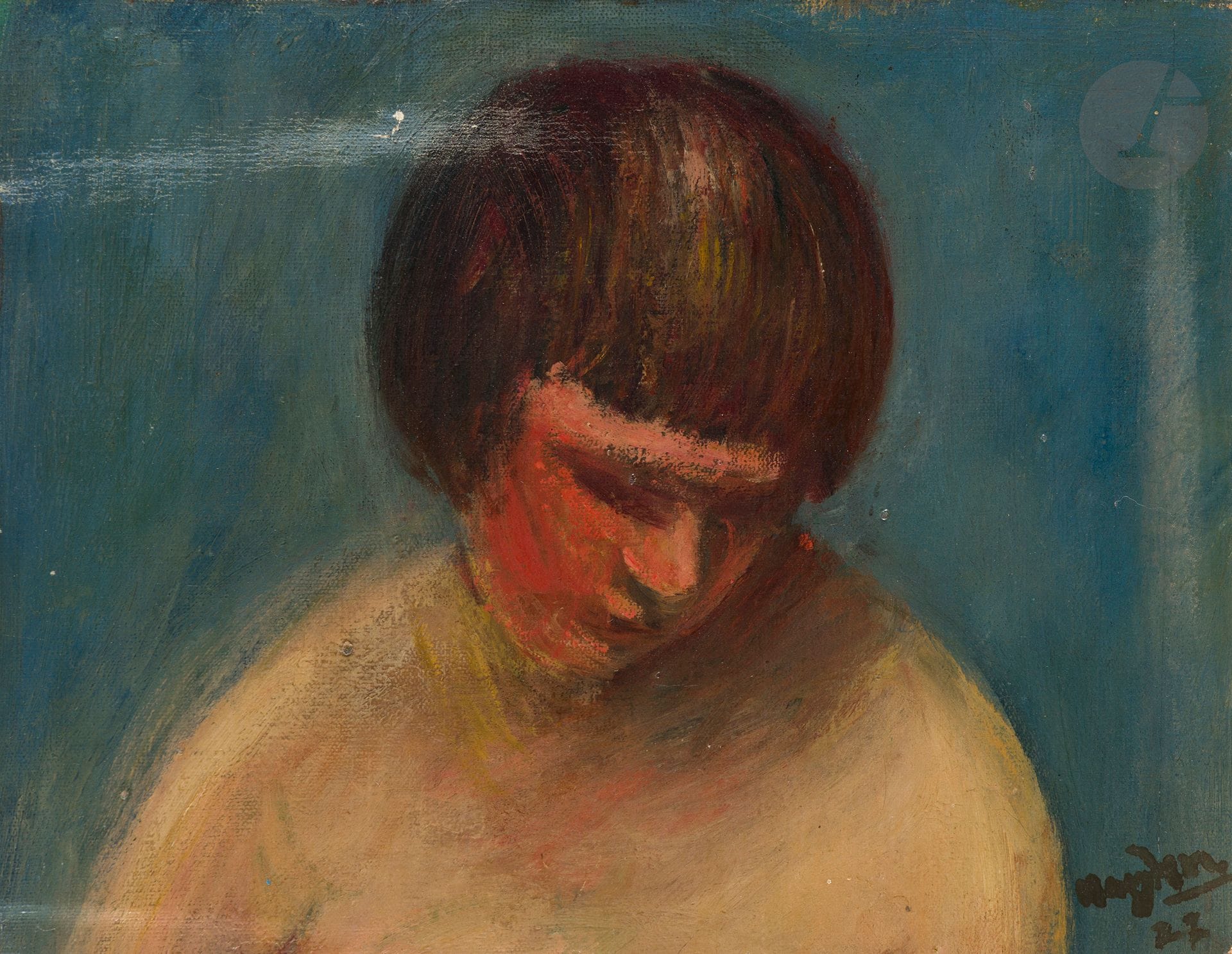 Henri HAYDEN (1883-1970)
Portrait de jeune femme, 1927
Huile sur toile découpée.
Signée et datée en bas à droite.
(Frottement et petit manque).
18 x 24,5 cm

Provenance : 
Collection Pierre Célice.
[sztuka polska, art polonais]