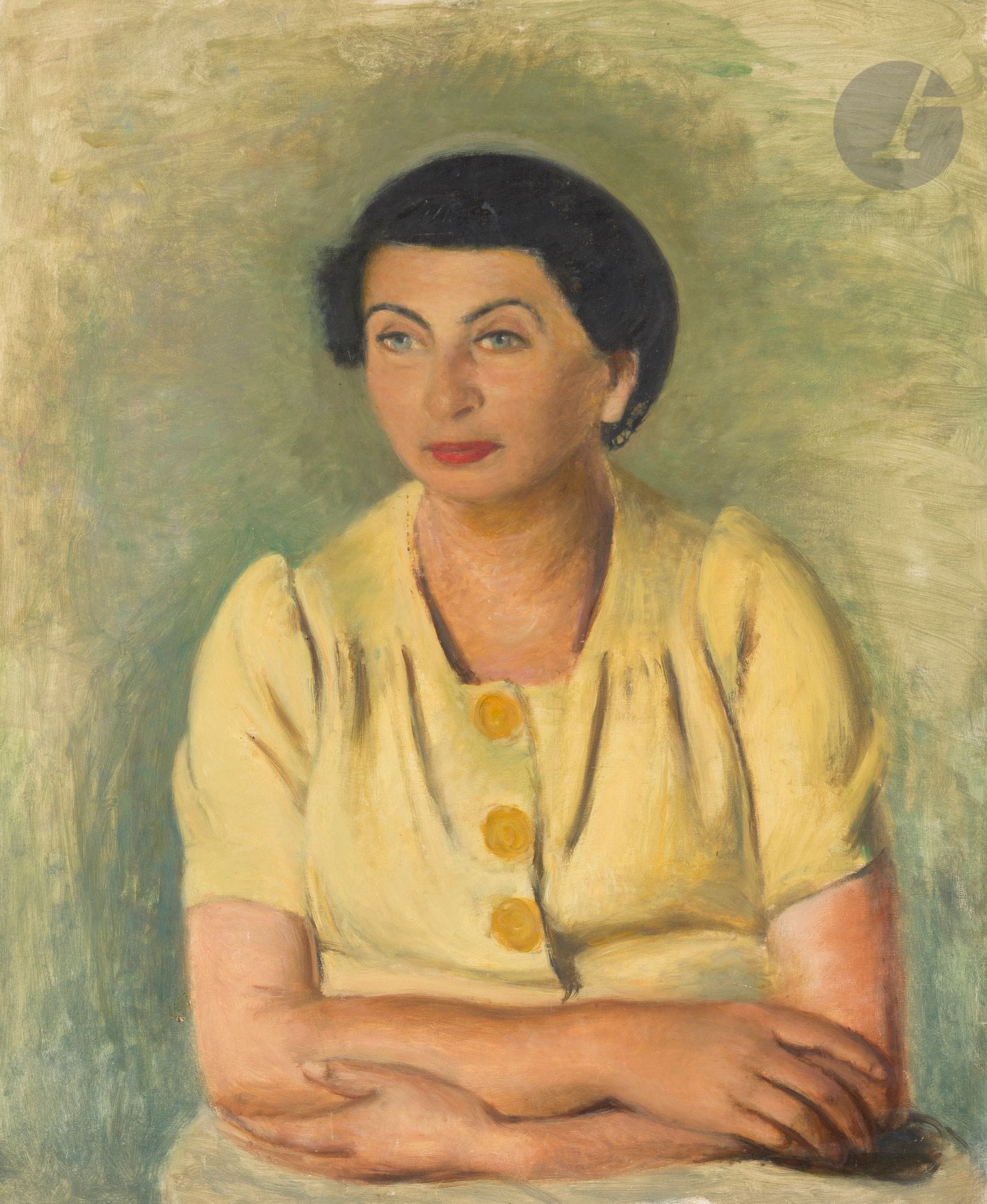 Henri HAYDEN (1883-1970)
Portrait de femme en robe jaune
Huile sur toile non montée.
Non signée.
(Petites craquelures).
65 x 54 cm

Provenance : 
Collection Pierre Célice.
[sztuka polska, art polonais]