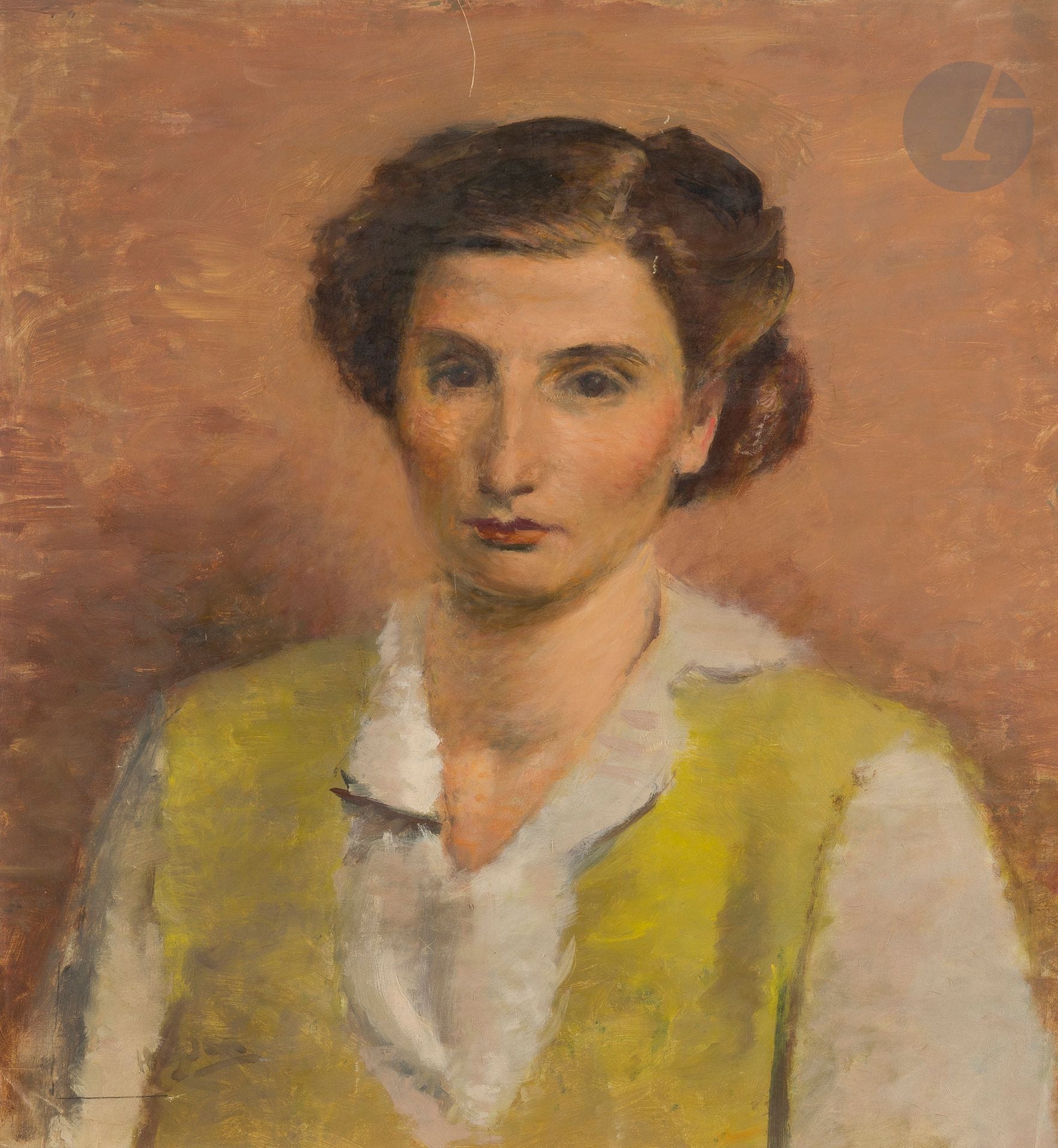 Henri HAYDEN (1883-1970)
Josette with yellow vest, circa 1930
Oil on cut-out canvas.
Signed lower left.
(Slightly missing).
48.5 x 46 cm

Provenance : 
Pierre Célice Collection.
[sztuka polska, polish art]