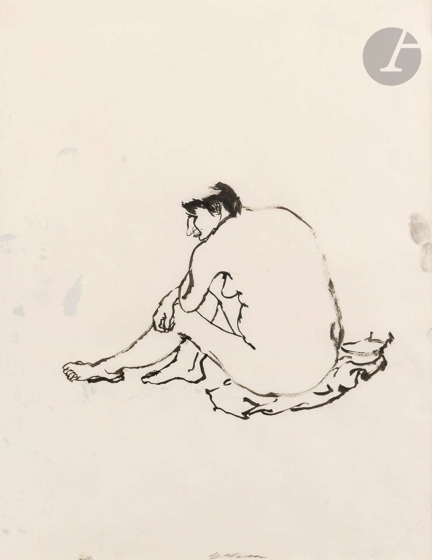 Sam SZAFRAN (1934-2019)
Seated nude woman, circa 1955
Ink on paper.
Signed at foot.
(Stains).
54 x 41.5 cm
