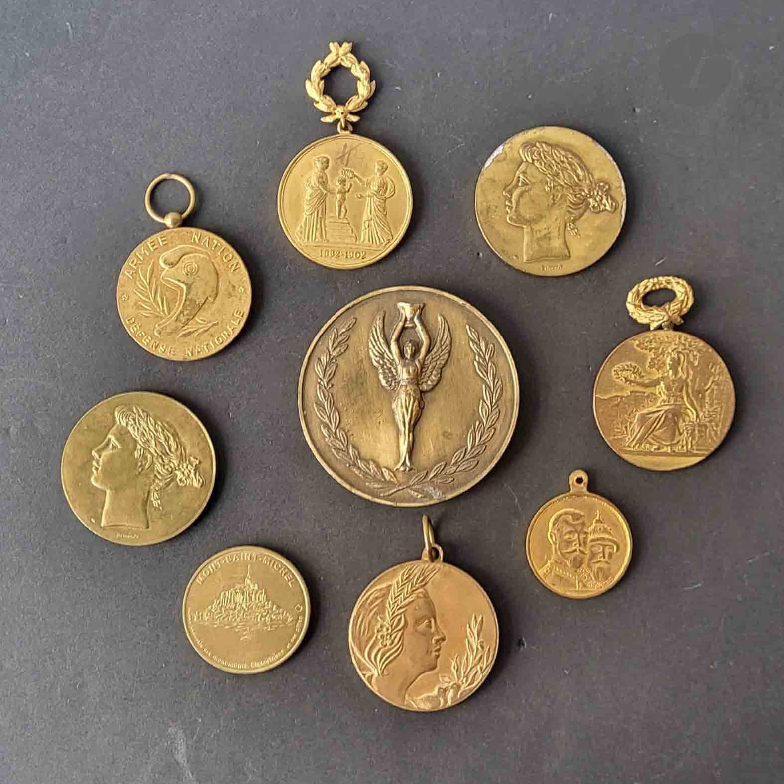 FRANCE 
9 médailles en bronze et bronze doré : 
- OMS Soissons. 
- Hygiène de l'enfance, médaille de 1re classe Paris 1902. 
- Médaille sportive. 
- Mont-Saint-Michel 
- Russie, commémorative 1613-1913 
- Défense nationale Armes-nation. 
- Trois médailles Alliance Française.