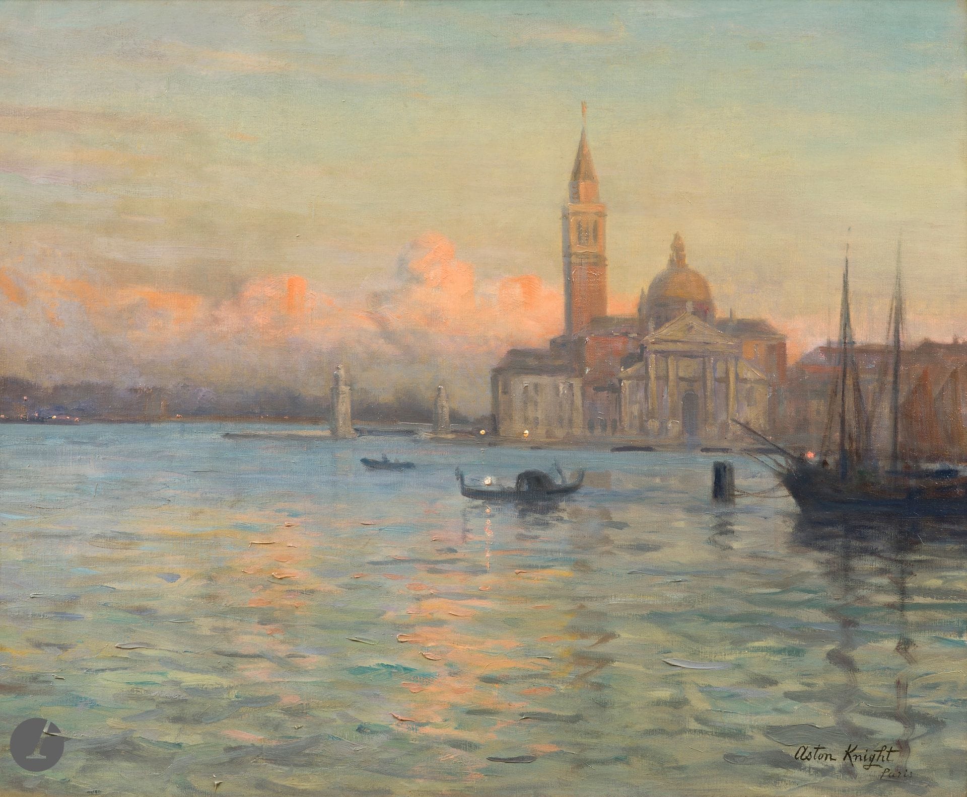 Louis Aston KNIGHT (1873-1948)
Venise, San Giorgio
Huile sur toile.
Signée et située en bas à droite.
56 x 81 cm

Provenance : Vente Ader, Hôtel Drouot, Paris, 29 octobre 2021, n° 46.