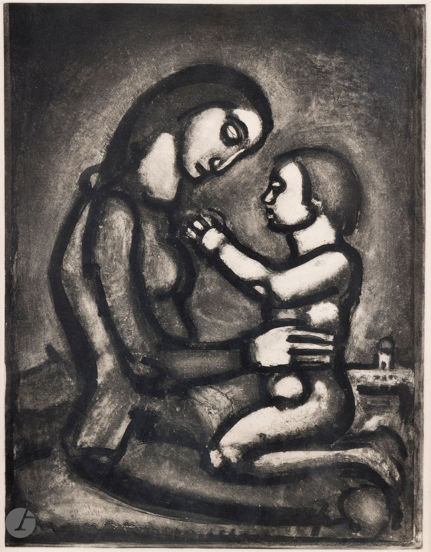 Georges Rouault (1871-1958) 
Belle Matribus Detestata. (Pl.XLII pour le Miserere).1927 Héliogravure. À vue : 485 x 620. Chapon et Rouault95. Épreuve sur vergé crème. Déchirure verticale de 25 mm au centre de la marge supérieure. Marges. Cadre (non examinée hors du cadre).