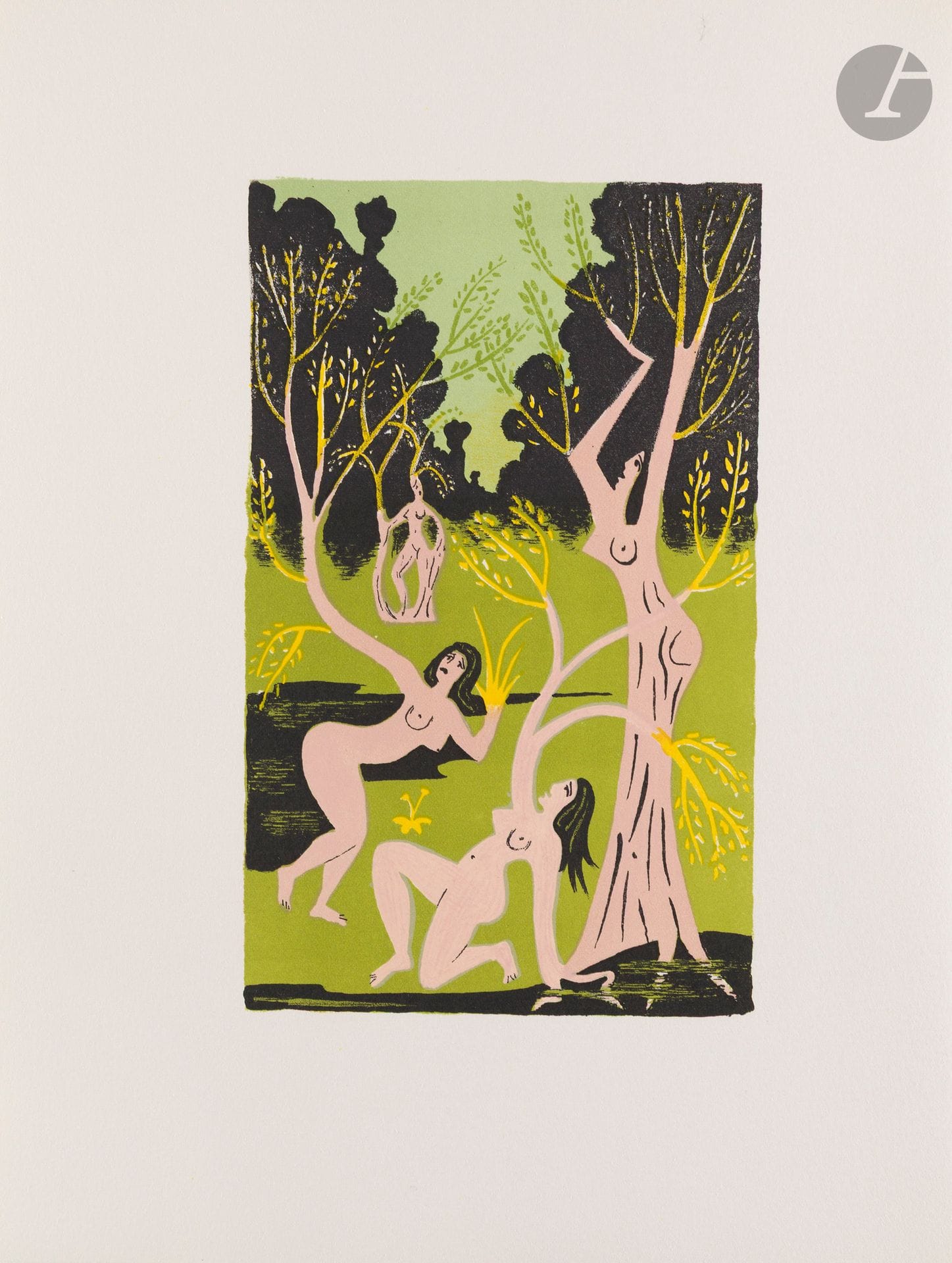 HUGO (Jean) - SCÈVE (Maurice).
Saulsaye. Églogue de la vie solitaire.
Paris : Nouveau cercle parisien du livre, 1971. — In-4, 325 x 251 : (2 ff. blanc), 54 pp., (5 ff. 3 derniers blancs), couverture imprimée. En feuilles, couverture rempliée, chemise et étui d’édition.

Édition illustrée de 26 lithographies originales en couleurs de Jean HUGO (1894-1984) dont une en frontispice et 25 dans le texte.

Tirage limité à 180 exemplaires sur papier vélin d’Arches pur chiffon à la forme, signés par l’artiste à la justification. Celui-ci (n° 141), fut spécialement imprimé pour Edith Philippe, la mère de Jean-Loup Philippe.

Exemplaire très bien conservé.

On joint :
- LABARTHE - WALDBERG (Patrick). Un Rêve à commettre. Paris : Nouveau cercle parisien du livre, 1973. — In-folio, 64 pp., (4 ff. dernier blanc), couverture illustrée. En feuilles, couverture rempliée, emboîtage d’édition.

Édition originale, illustrée de 11 eaux-fortes originales en couleurs de LABARTHE.
Tirage à 180 exemplaires numérotés sur grand vélin de rives, signés par l’auteur et l’artiste au colophon. Celui-ci (n° 141), fut spécialement imprimé pour Edith Philippe.