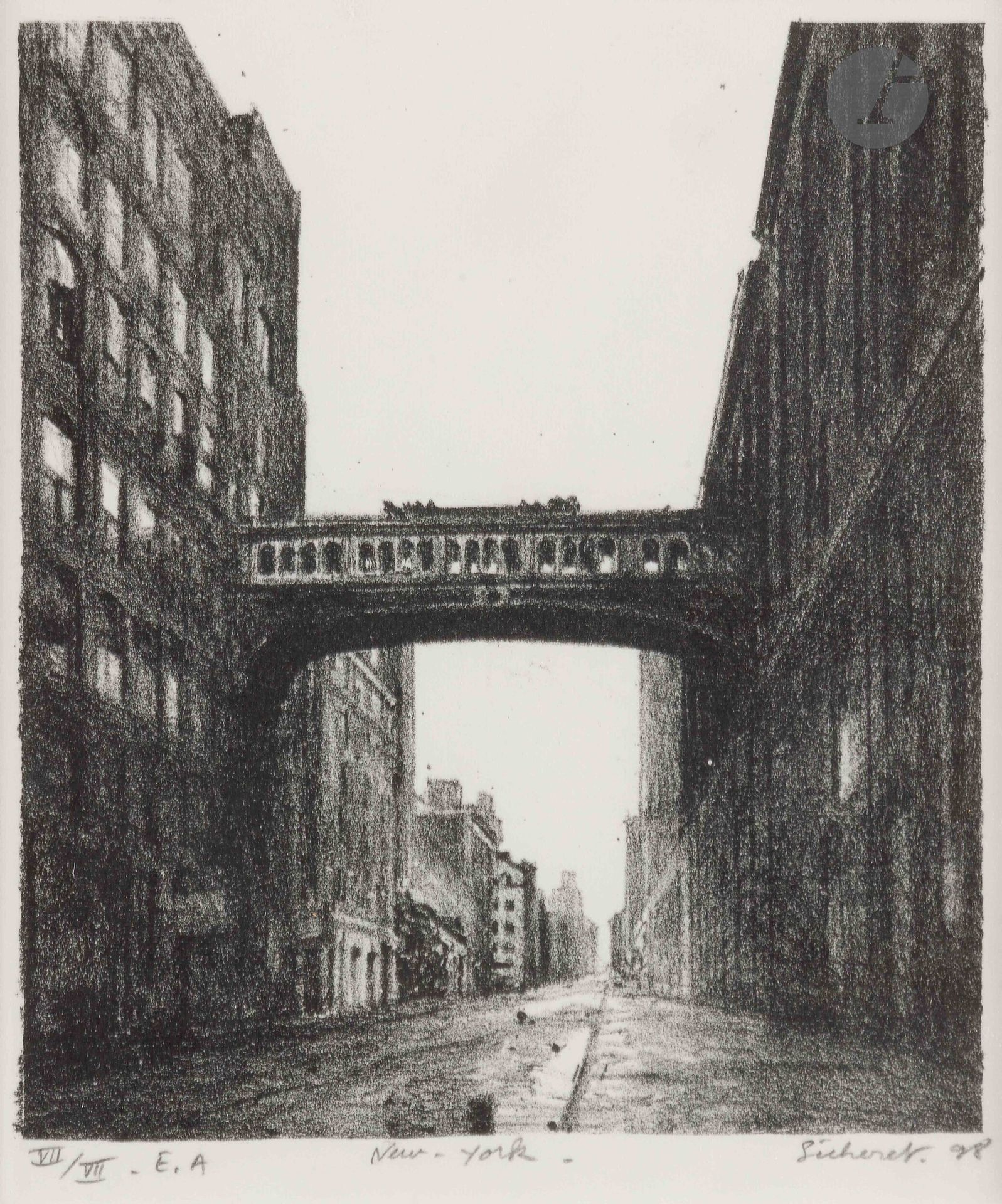 Jean-Baptiste Sécheret (né en 1957)
New York, West 15th Street. 1998. Lithographie. À vue : 14,8 x 12,8 cm. Plumart L 153. Très belle épreuve sur vélin blanc, justifiée «VII/VII E.A», titrée «New-York», signée et datée au crayon. Toutes marges. Tirage définitif à 50 épreuves. Joint: Central Park. 1998. Lithographie. À vue : 15 x 12 cm. Plumart L 154. Très belle épreuve sur vélin blanc, justifiée «E.E. 2/2», titrée «Central Park», signée et datée au crayon. Toutes marges. Tirage définitif à 50 épreuves. Cadres (non examinées hors du cadre). Ens. 2 p.