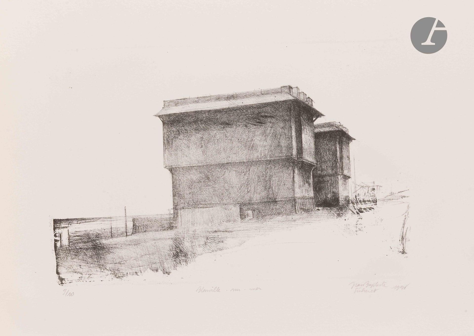Jean-Baptiste Sécheret (né en 1957)
Blonville-sur-Mer II. 1996. Lithographie. La feuille: 33,5 x 47 cm. Plumart L 110. Parfaite épreuve sur vélin blanc, numérotée, titrée, signée et datée au crayon. Toutes marges. Tirage à 10 épreuves.