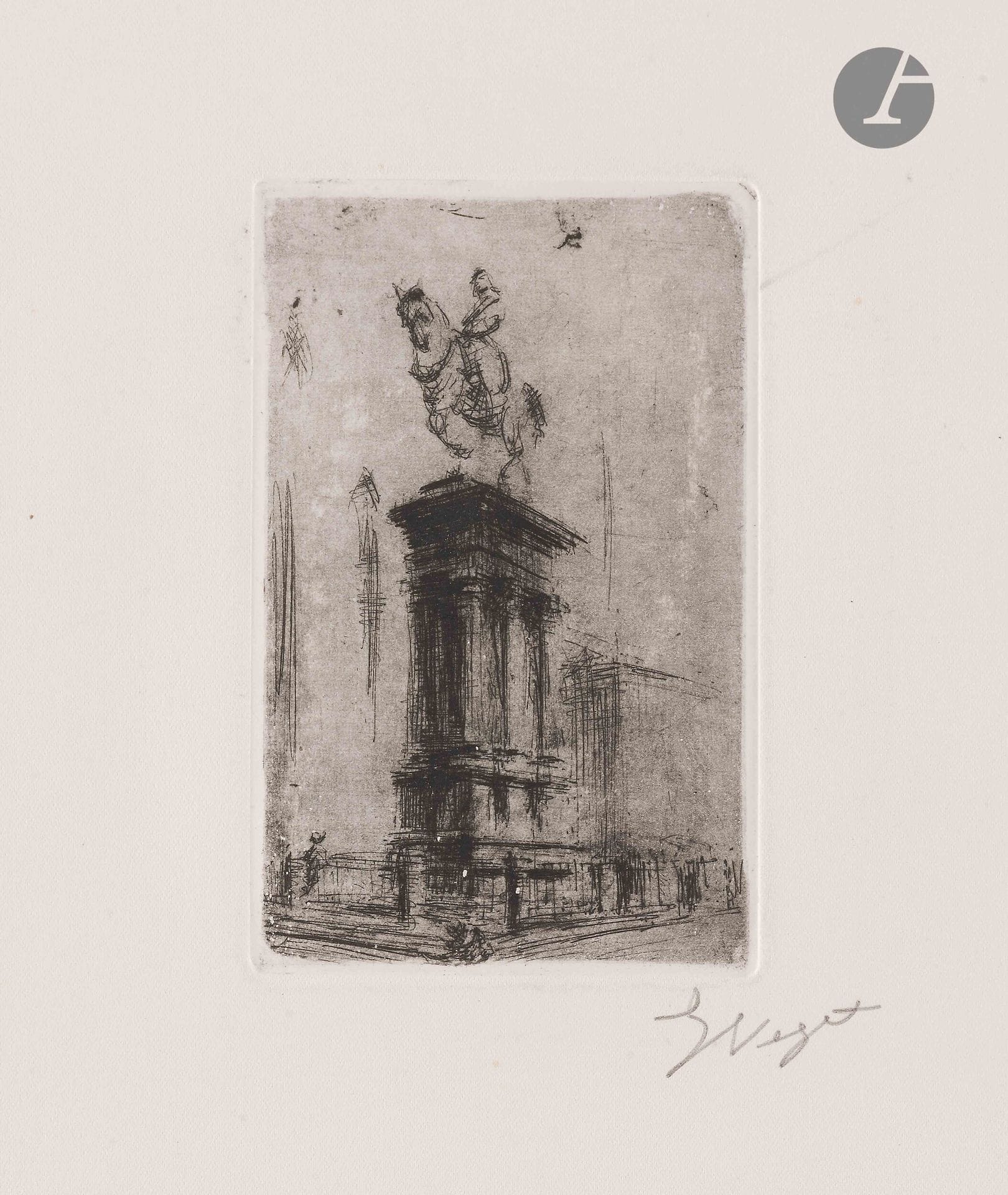 Enrico Vegetti (1863-1951)
Paysages d’Italie. Vers 1940. Eau-forte. Formats divers. Très belles épreuves sur vélin blanc, signées au crayon. Rousseurs claires éparses. Grandes marges. Ens. 4 p.