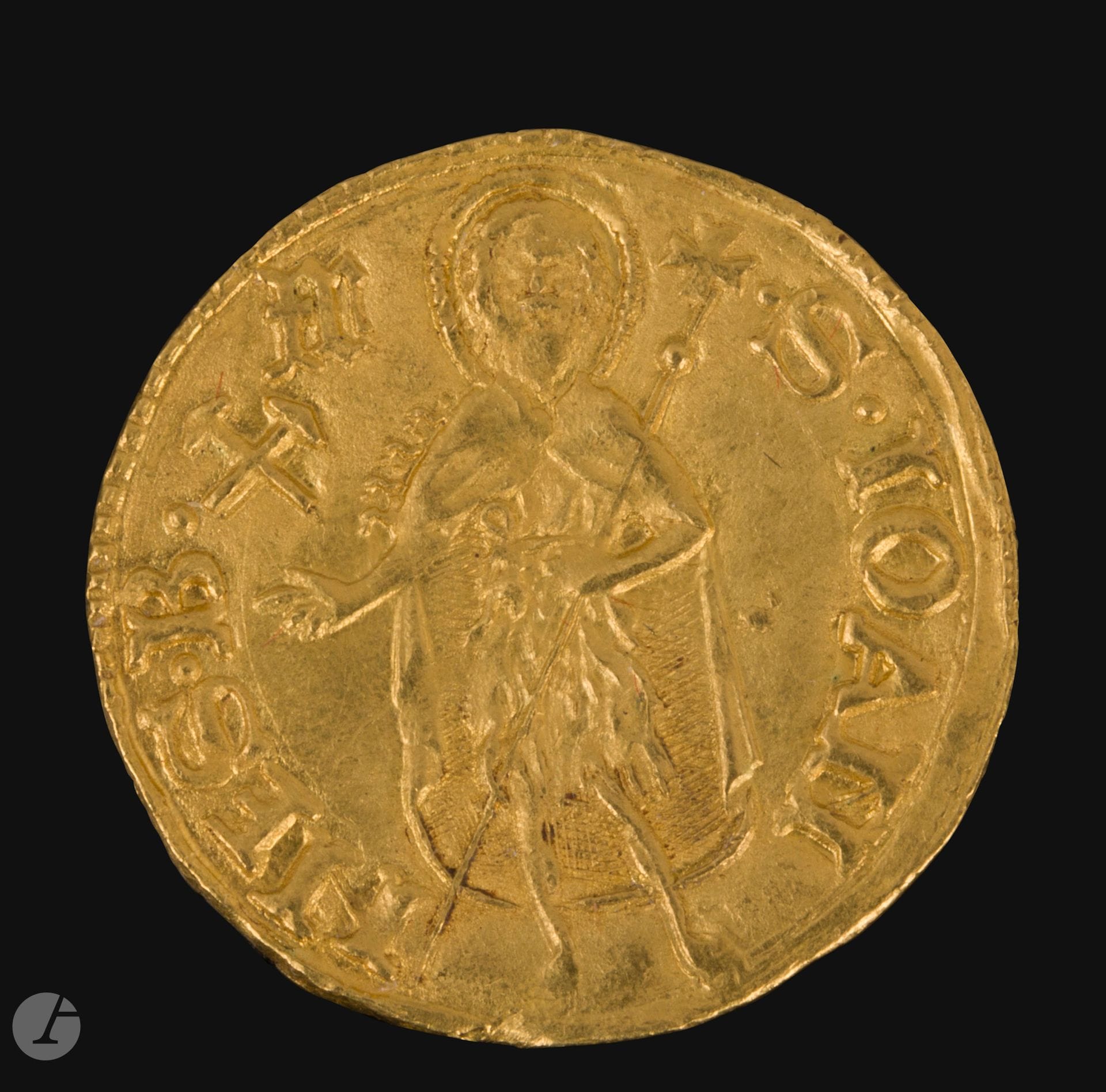 ITALIE (type 1526-1527). Florin d'Or de flan large. Florence. 3,48 g.
A/ Fleur de lys stylisée. Saint Jean-Baptiste debout de face, tenant une croix. 
Bernocchi.3972-3978                                         Rare.
TTB