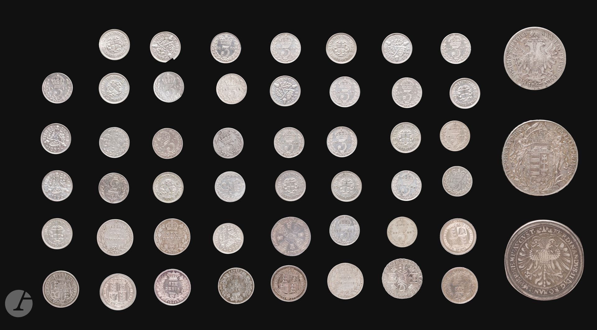 LOT of 50 mainly silver coins from the 18th to the 20th century: Germany/Austria: 3 silver coins, Great Britain: 47 divisional coins.
Very good to very good