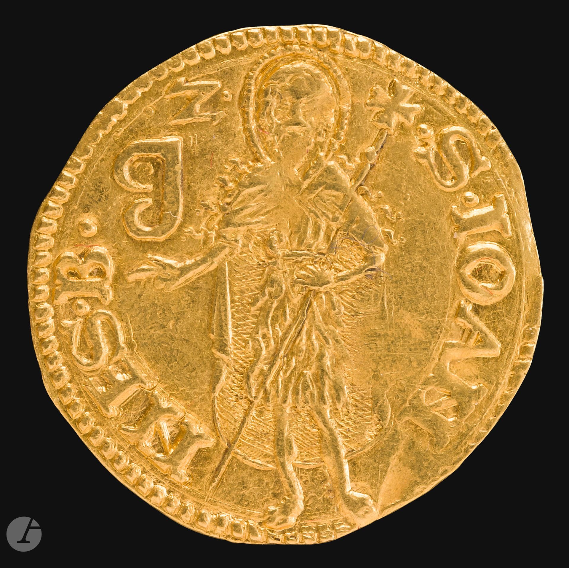 ITALIE (type 1524-1525). Florin d'Or de flan large. Florence. 3,44 g.
A/ Fleur de lys stylisée. Saint Jean-Baptiste debout de face, tenant une croix. Bernocchi.3921
Rare.
TTB