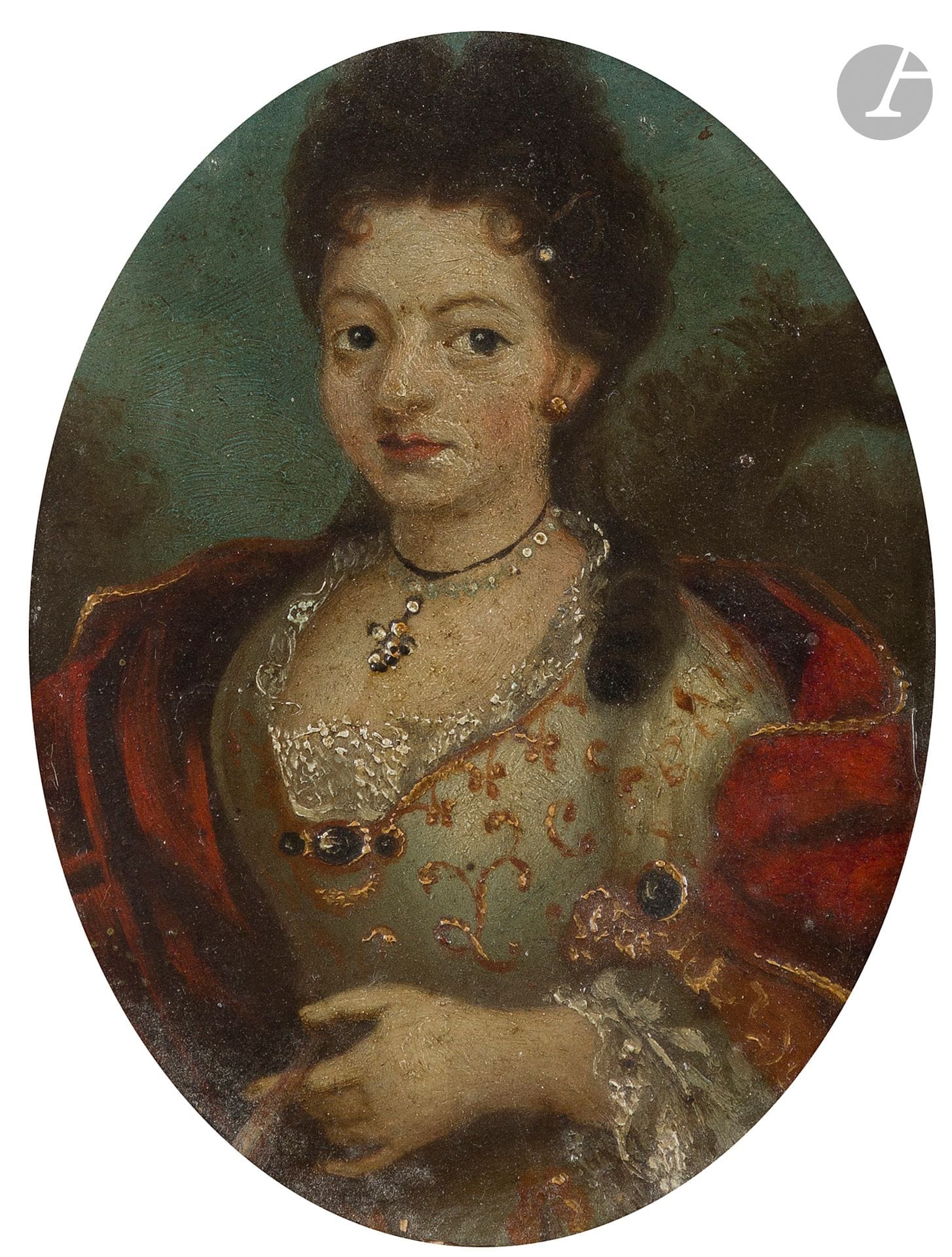 École française du XVIIIe siècle
Portrait présumé de Melle Binard
Cuivre
Porte des inscriptions à la plume au revers "Mle Binard / Femme Béné / décédé à Dreux / grande tante de ? Molin "
11 x 9 cm
Restaurations anciennes