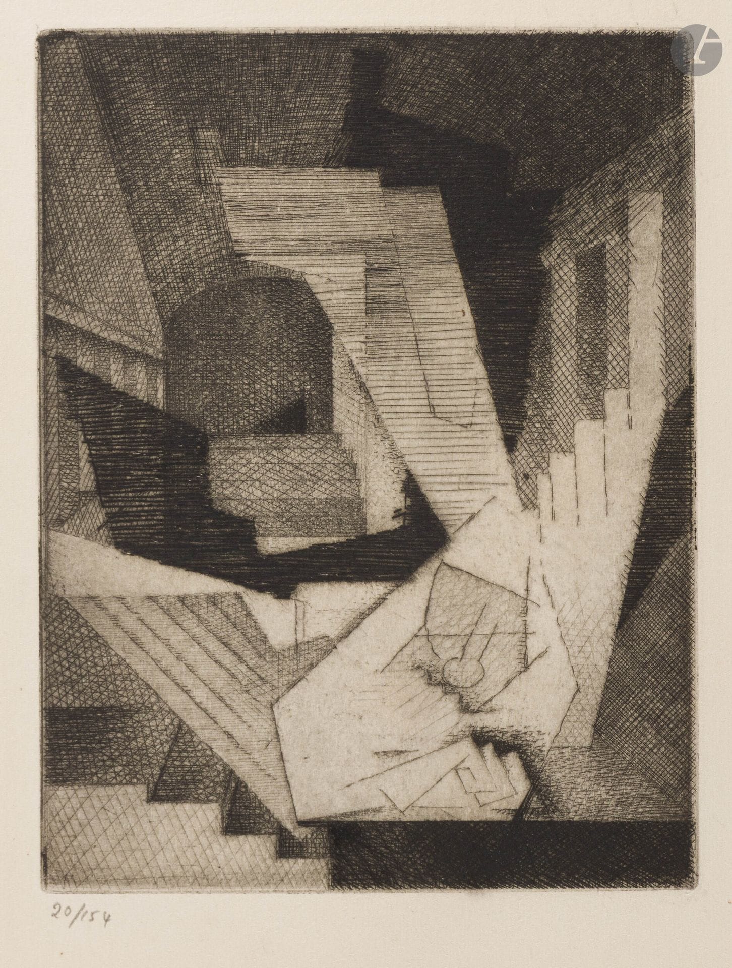 Louis Marcoussis (1883-1941)
Un rêve. (Pl. I pour la suite Dix eaux-fortes pour «Aurélia» de Gérard de Nerval). 1930. Eau-forte. 134x172mm. Milet 55. Parfaite épreuve sur vélin crème, numérotée au crayon. Toutes marges. Tirage à 154 épreuves. 

Provenance:
Atelier de l’artiste.