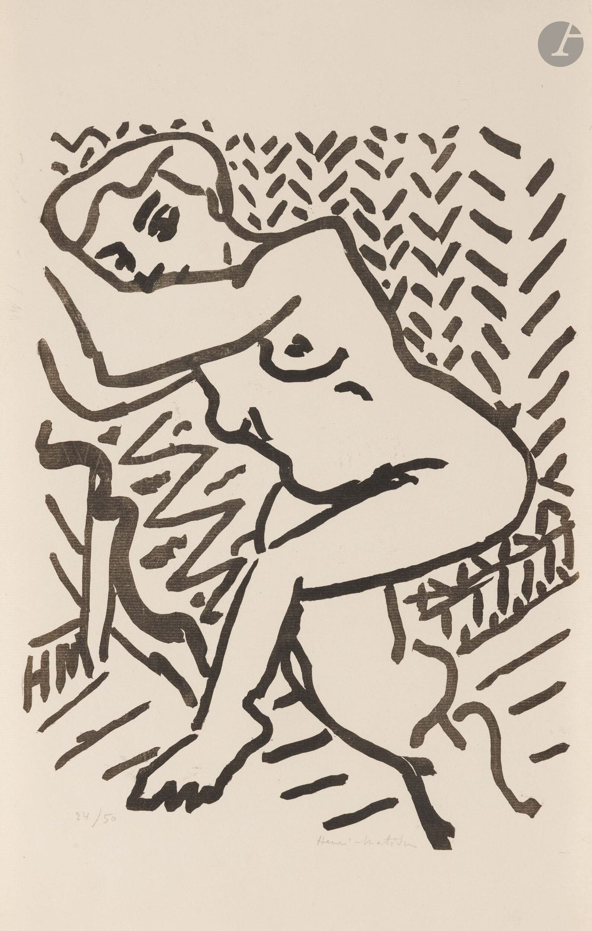 Henri Matisse (1869-1954)
Petit bois clair. 1906. Bois gravé. 266x342mm. Duthuit-Garnaud 318. Très belle épreuve sur vergé filigrané «Van Gelder Zonen», numérotée et signée au crayon. Annotation de la main de H. M. Petiet dans l’angle inférieur gauche: «B n° 2». Petites traces de maculature dont une au bord supérieur droit. Toutes marges [290x460mm]. Tirage à 50 épreuves. 

Provenance:
Henri Marie Petiet (1894-1980).