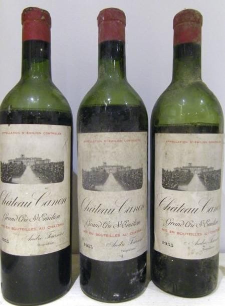 3 Bouteilles CH. CANON, 1° Grand Cru St-Emilion 1953 (V, 1 coul)