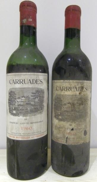 3 Bouteilles CARRUADES DE LAFITE Pauillac 1960 (2 MB, 1 ela, 1 eta, 1 V)