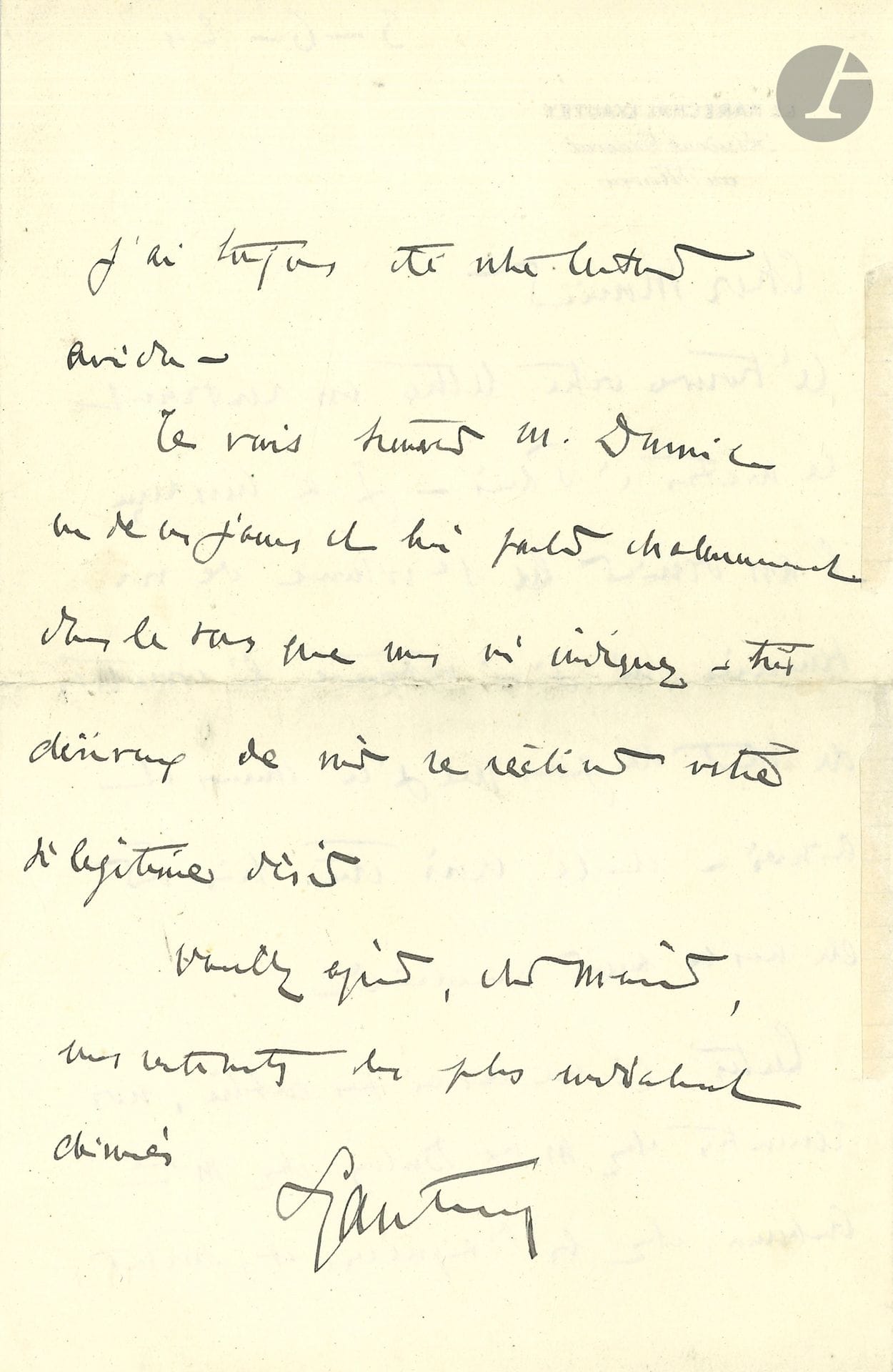 Hubert LYAUTEY (1854-1934). L.A.S., 3 juin 1924; 2 page in-8 à son en-tête Le Maréchal Lyautey Résident Général au Maroc.
Lyautey a bien reçu l’an dernier «le premier volume de vos souvenirs où j’ai retrouvé l’évocation de tant de gens que j’ai connus et aimés – et je crois être très sûr de vous en avoir remercié». Il n’a pas oublié leurs rencontres chez Mme Buloz, chez Mme Aubernon, chez les Baignières, «et surtout, j’ai toujours été votre lecteur avide. Je vais trouver M. Doumic un de ces jours et lui parler chaleureusment dans le sens que vous m’indiquez – très désireux de vous voir réaliser votre si légitime désir»…